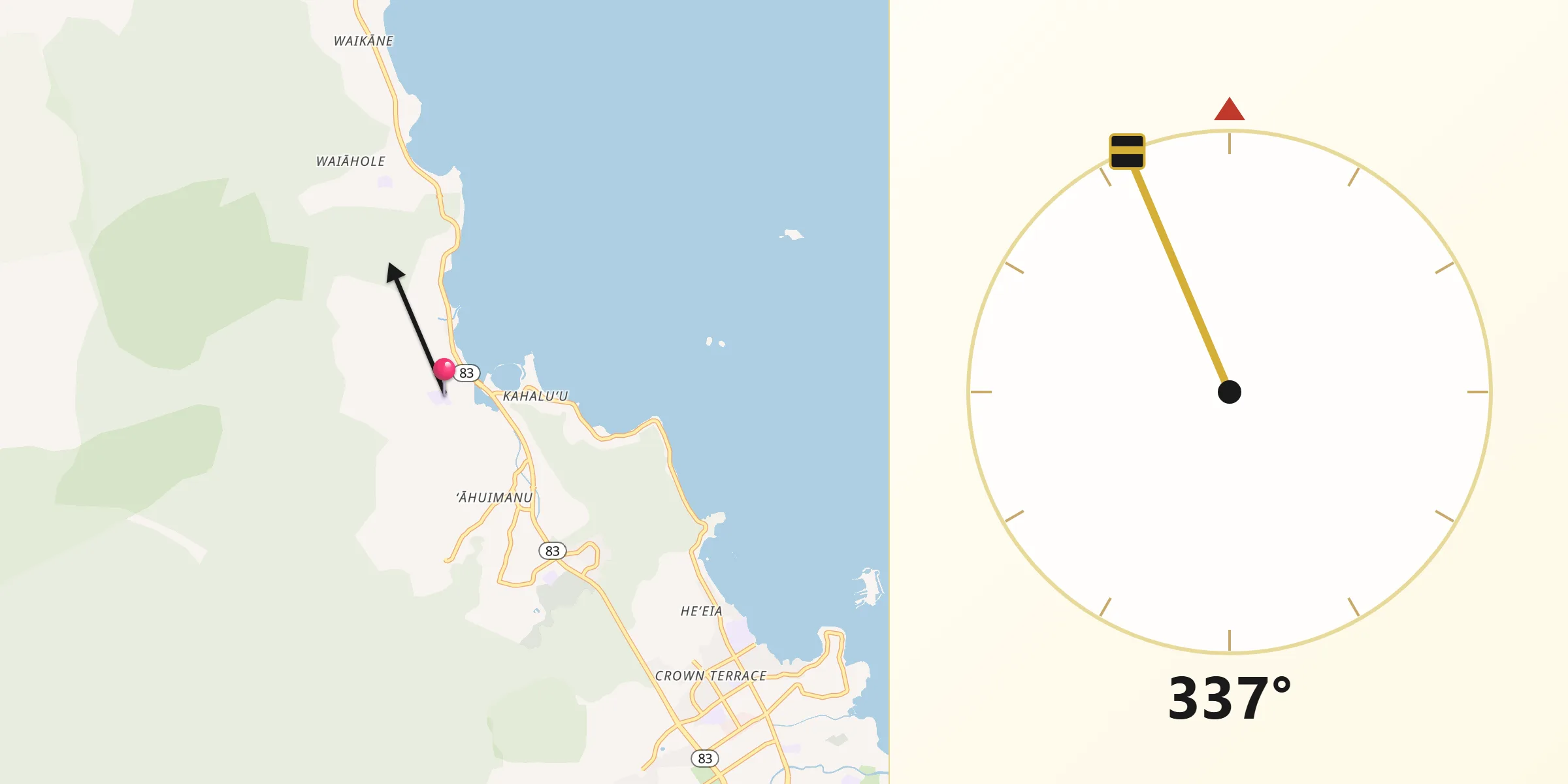 Qibla Direction from Kahalu‘u