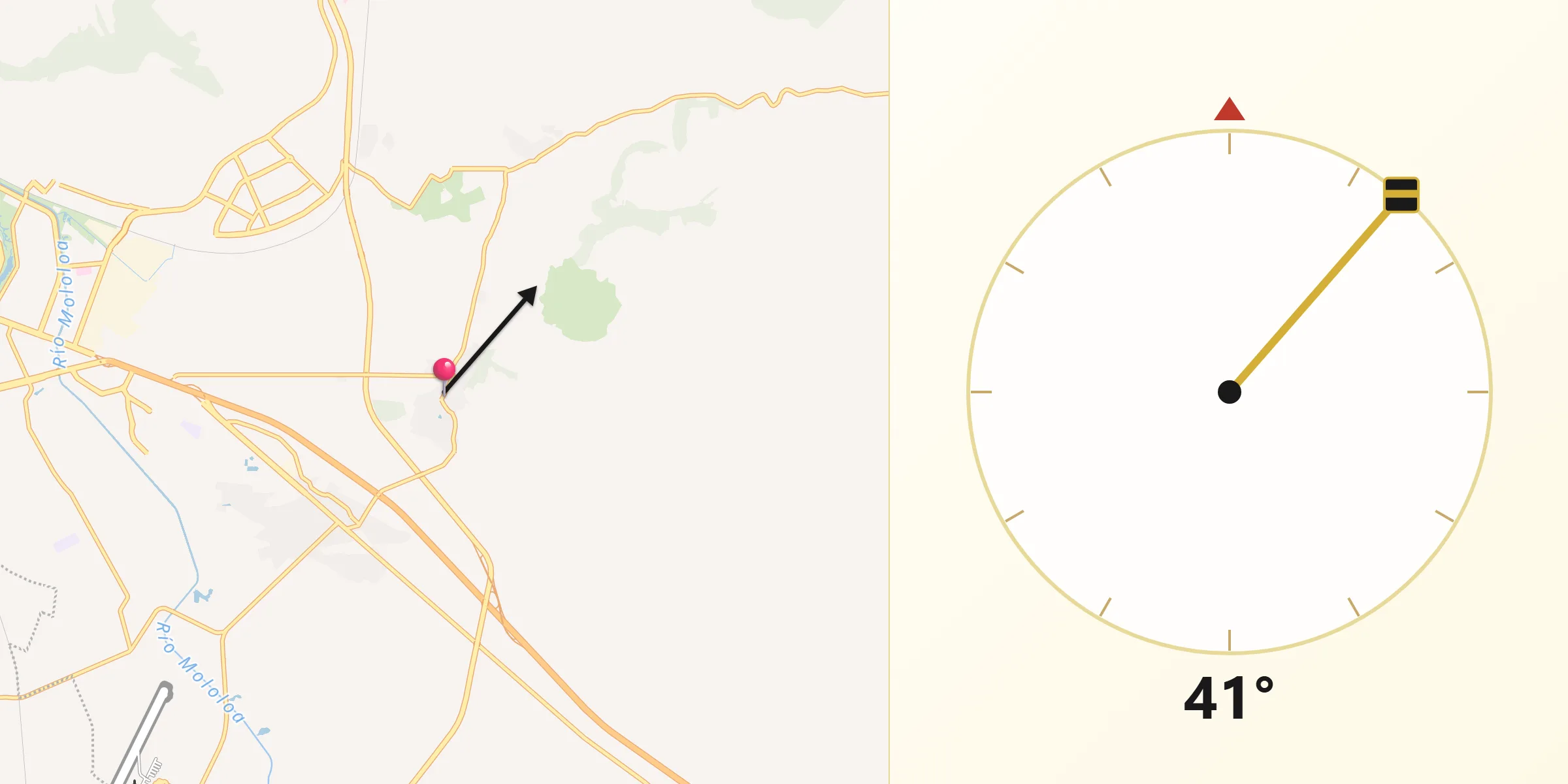 Dirección de la Qibla desde Camichín de Jauja