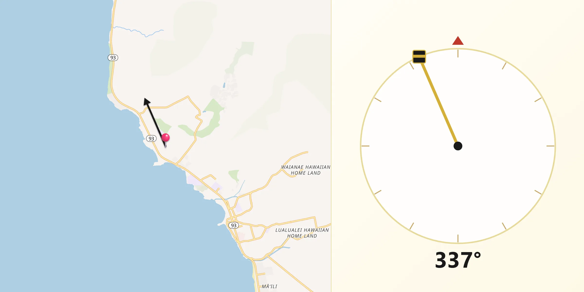 Qibla Direction from Mākaha