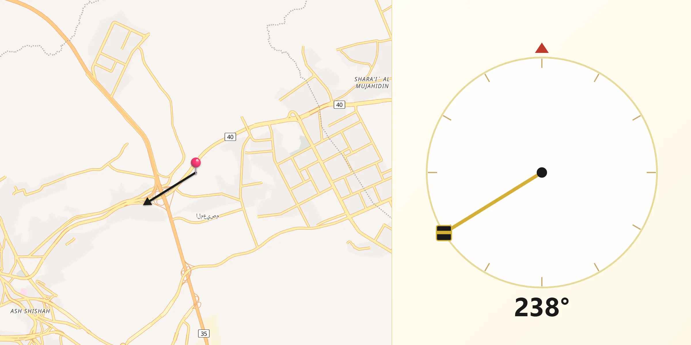 اتجاه القبلة من الخضراء