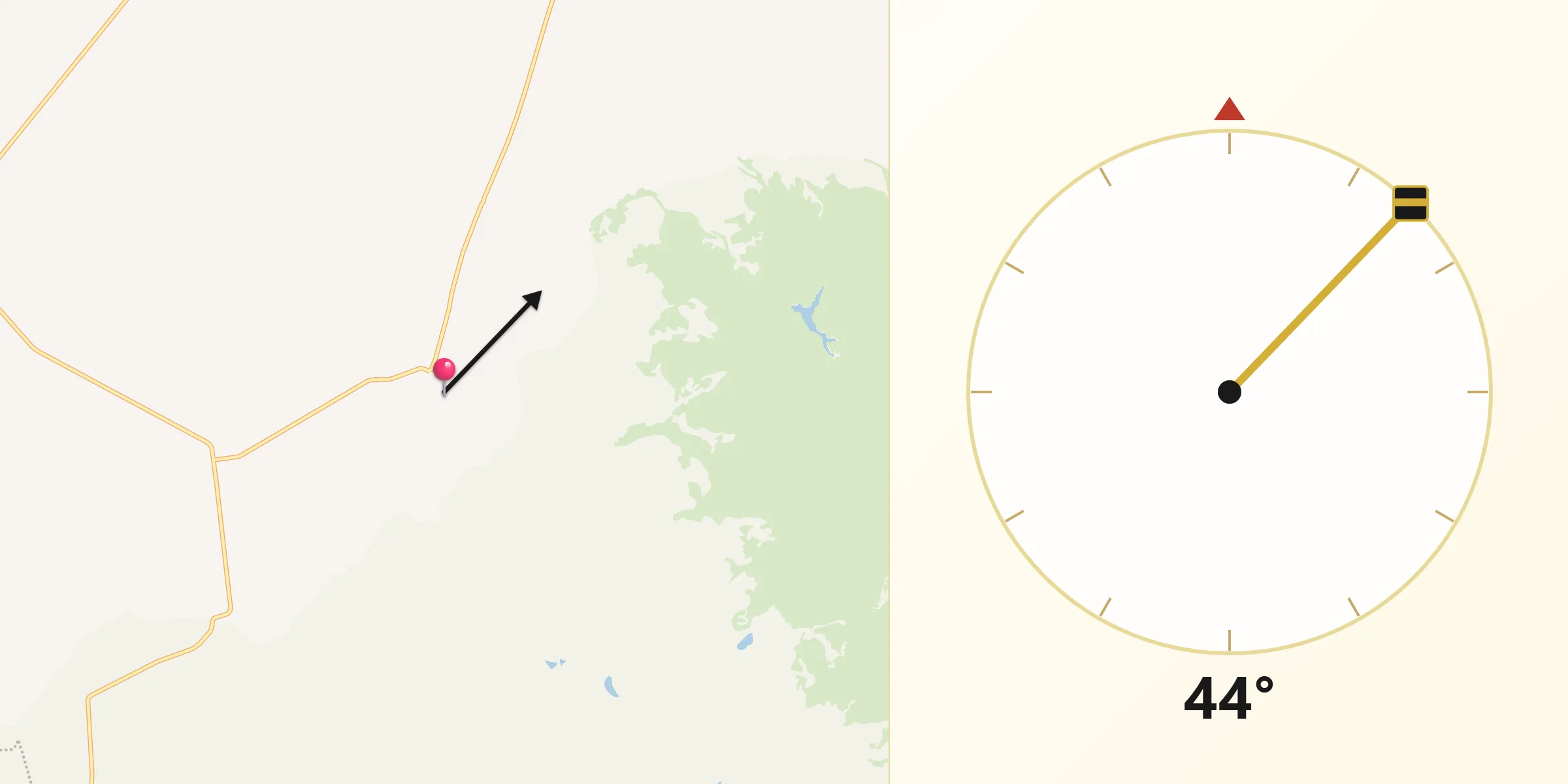 Dirección de la Qibla desde San José del Torreón