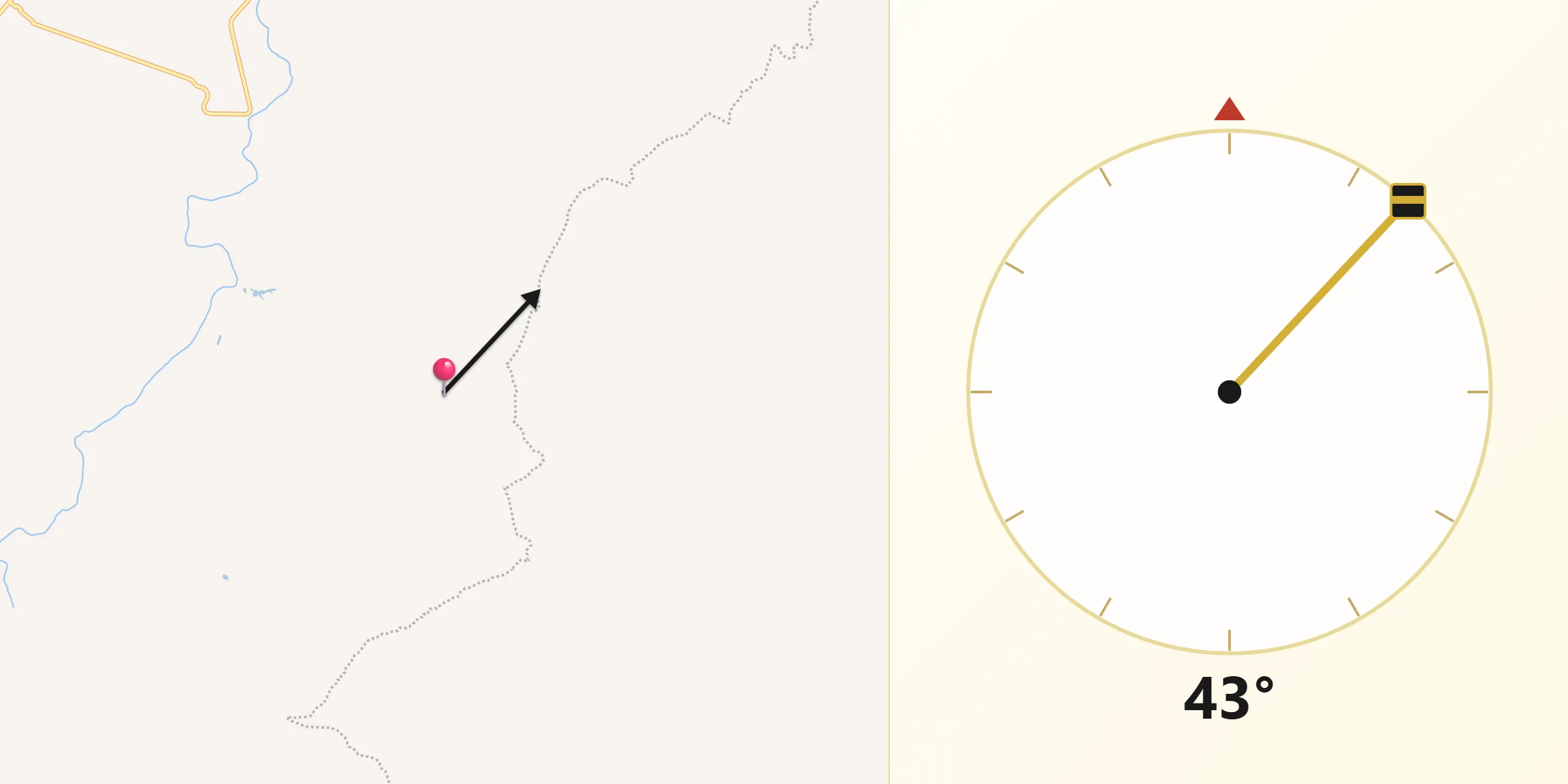 Dirección de la Qibla desde El Tablero