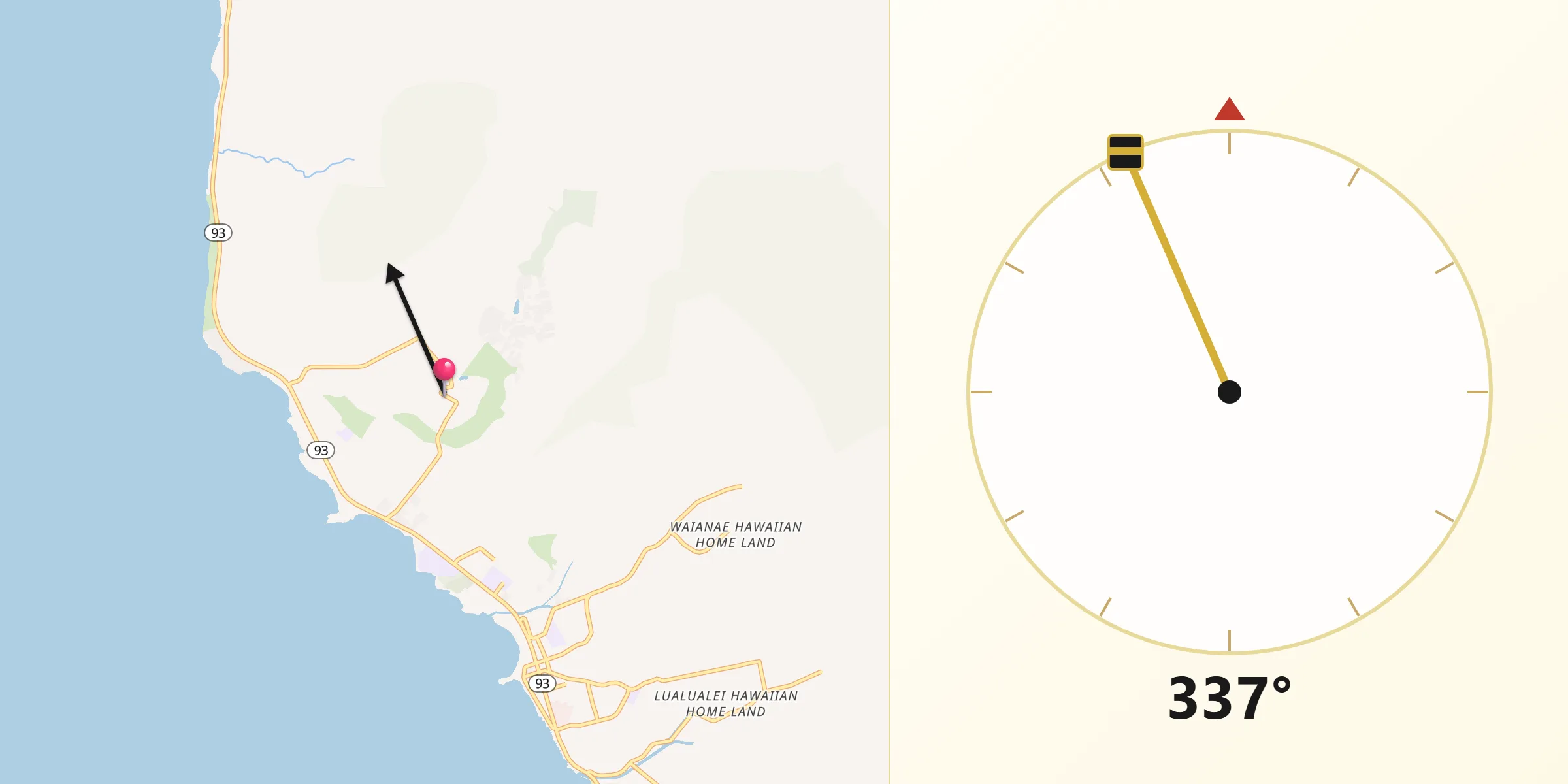 Qibla Direction from Mākaha Valley
