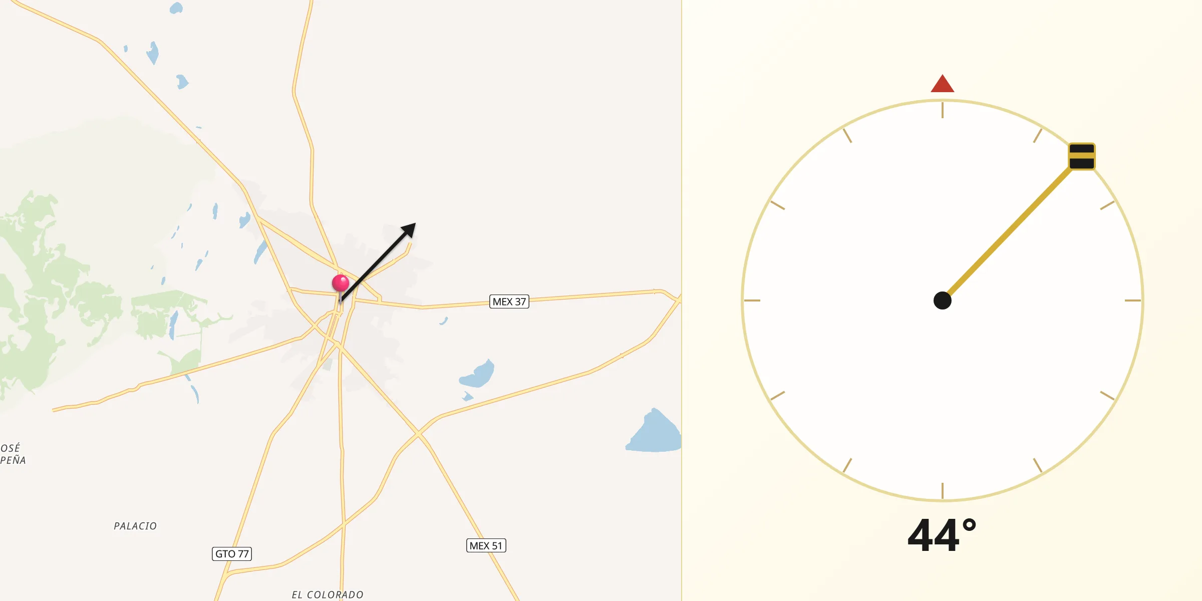 Dirección de la Qibla desde San Felipe
