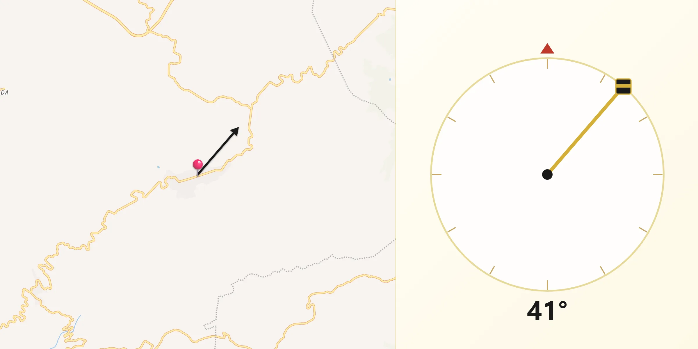 Dirección de la Qibla desde Jalcocotán