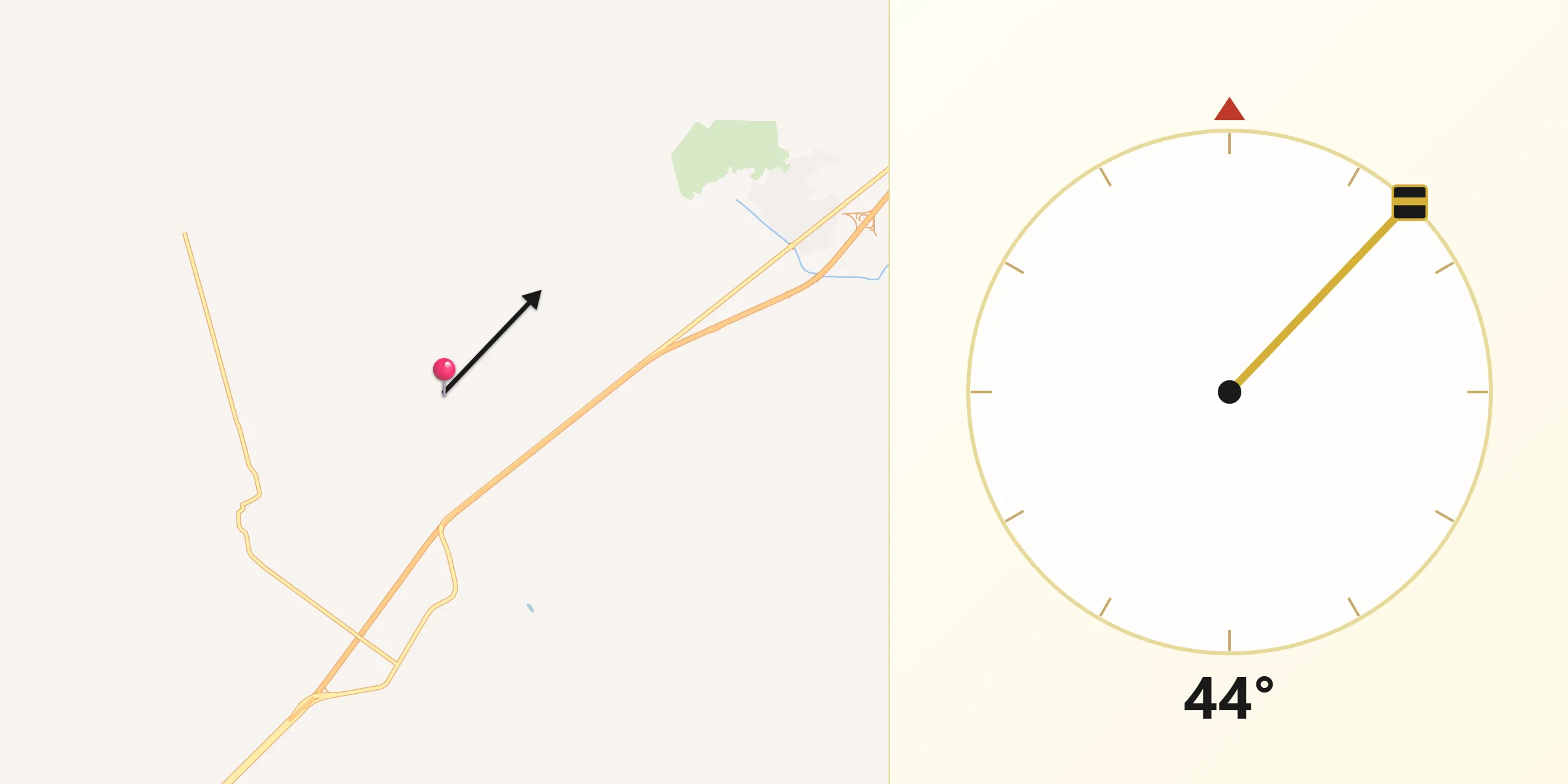 Dirección de la Qibla desde Dieciocho de Marzo