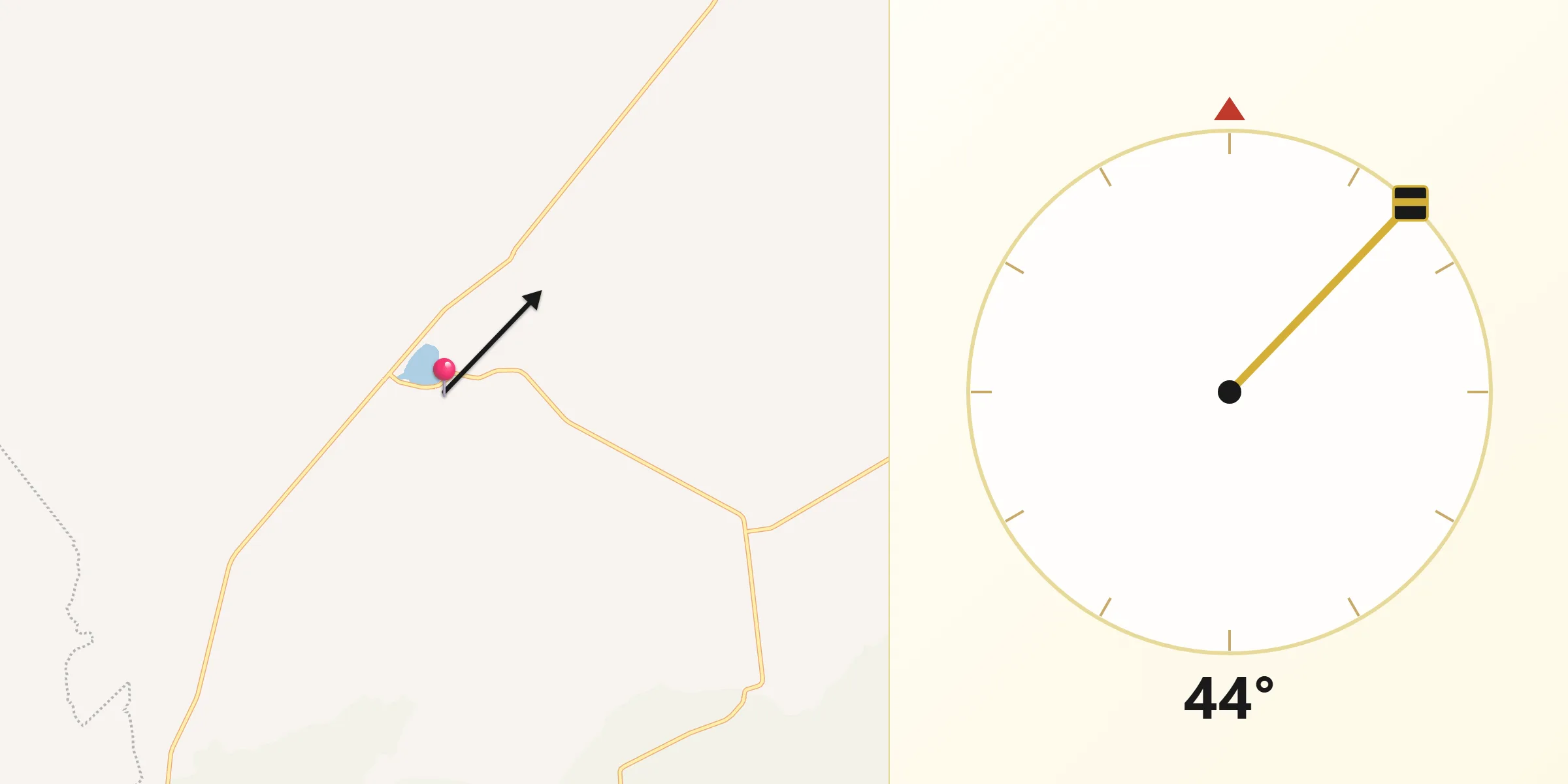 Dirección de la Qibla desde San Pedro de Ibarra