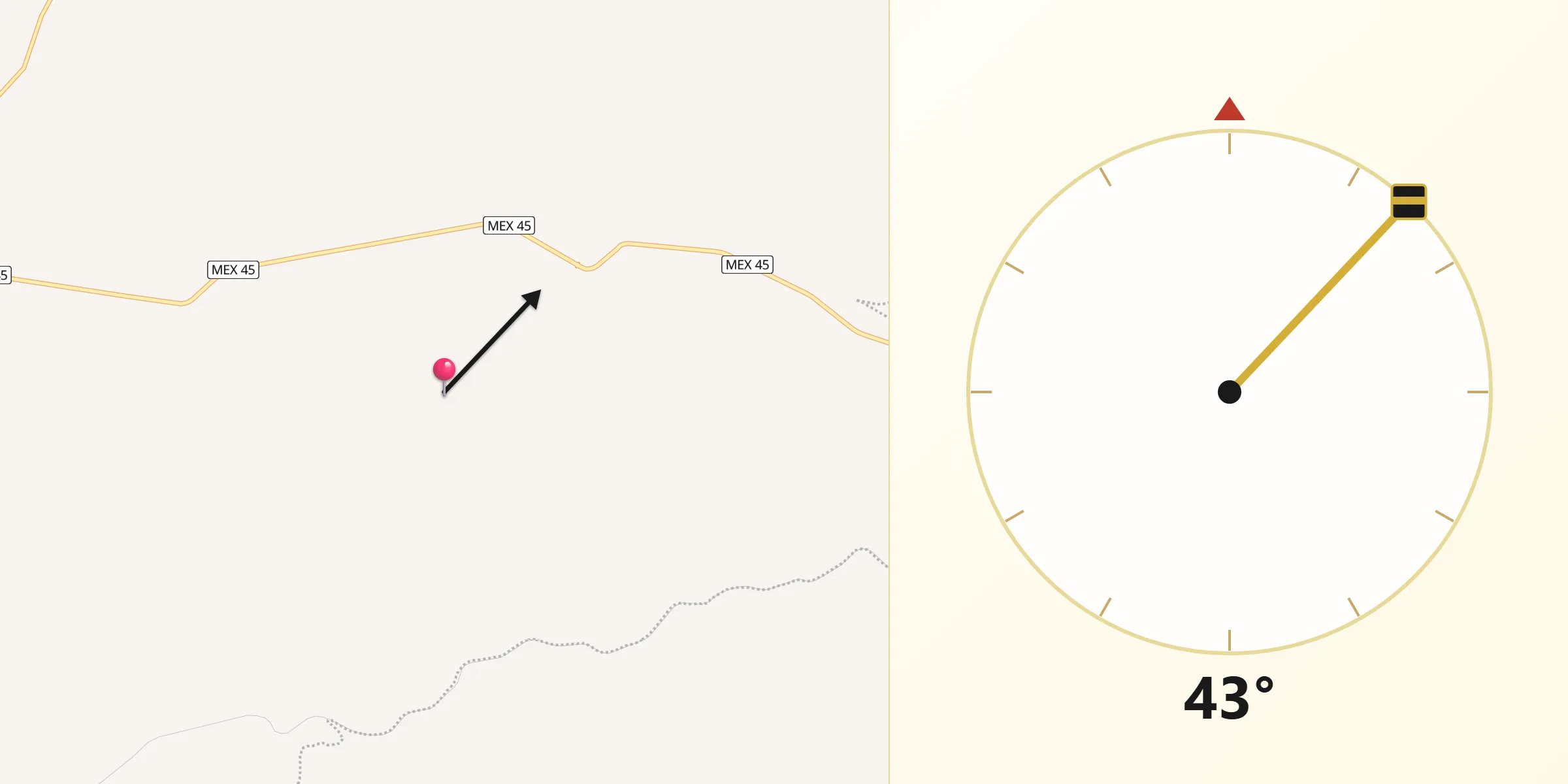 Dirección de la Qibla desde Corral de Piedra