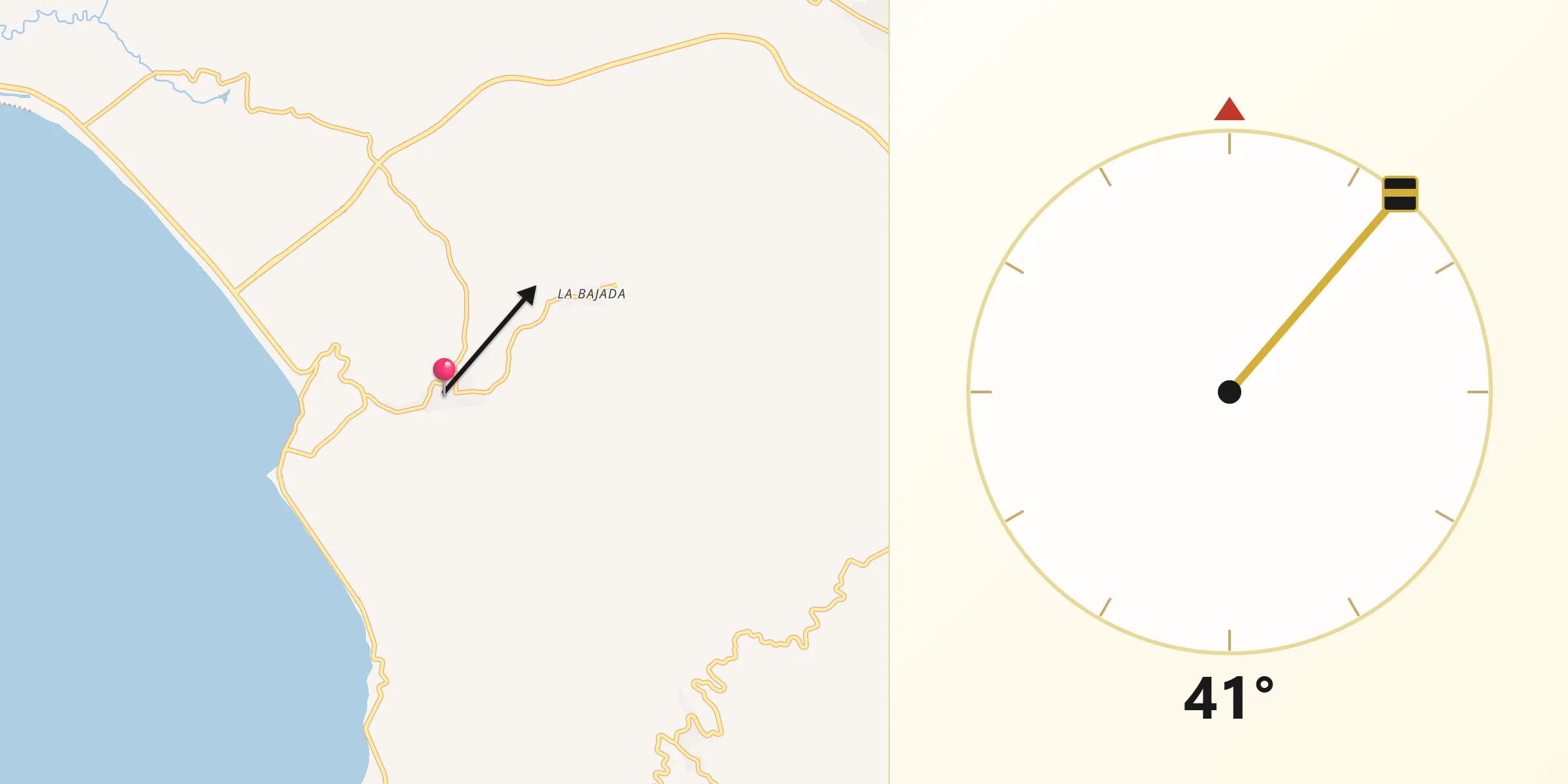 Dirección de la Qibla desde La Palma
