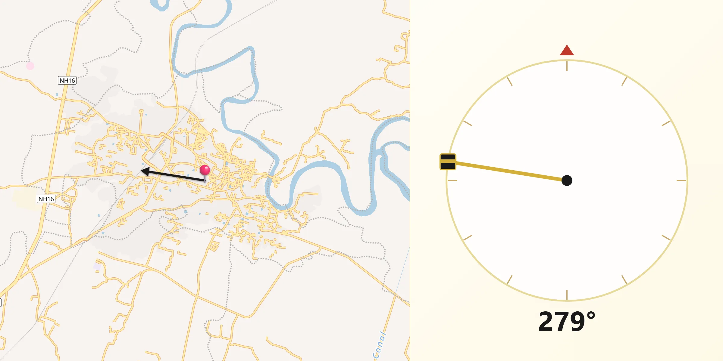 Qibla Direction from Balasore