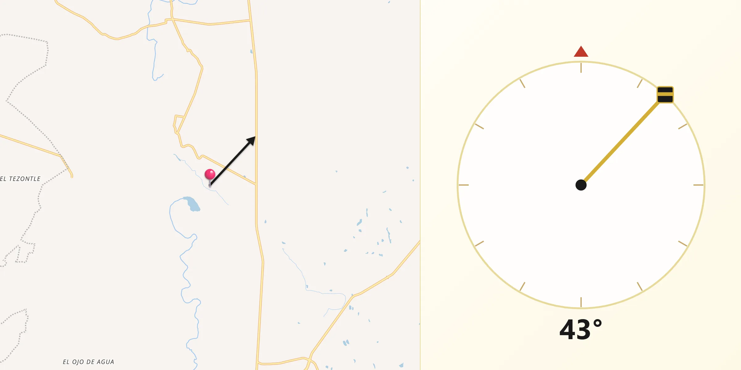 Dirección de la Qibla desde La Calera