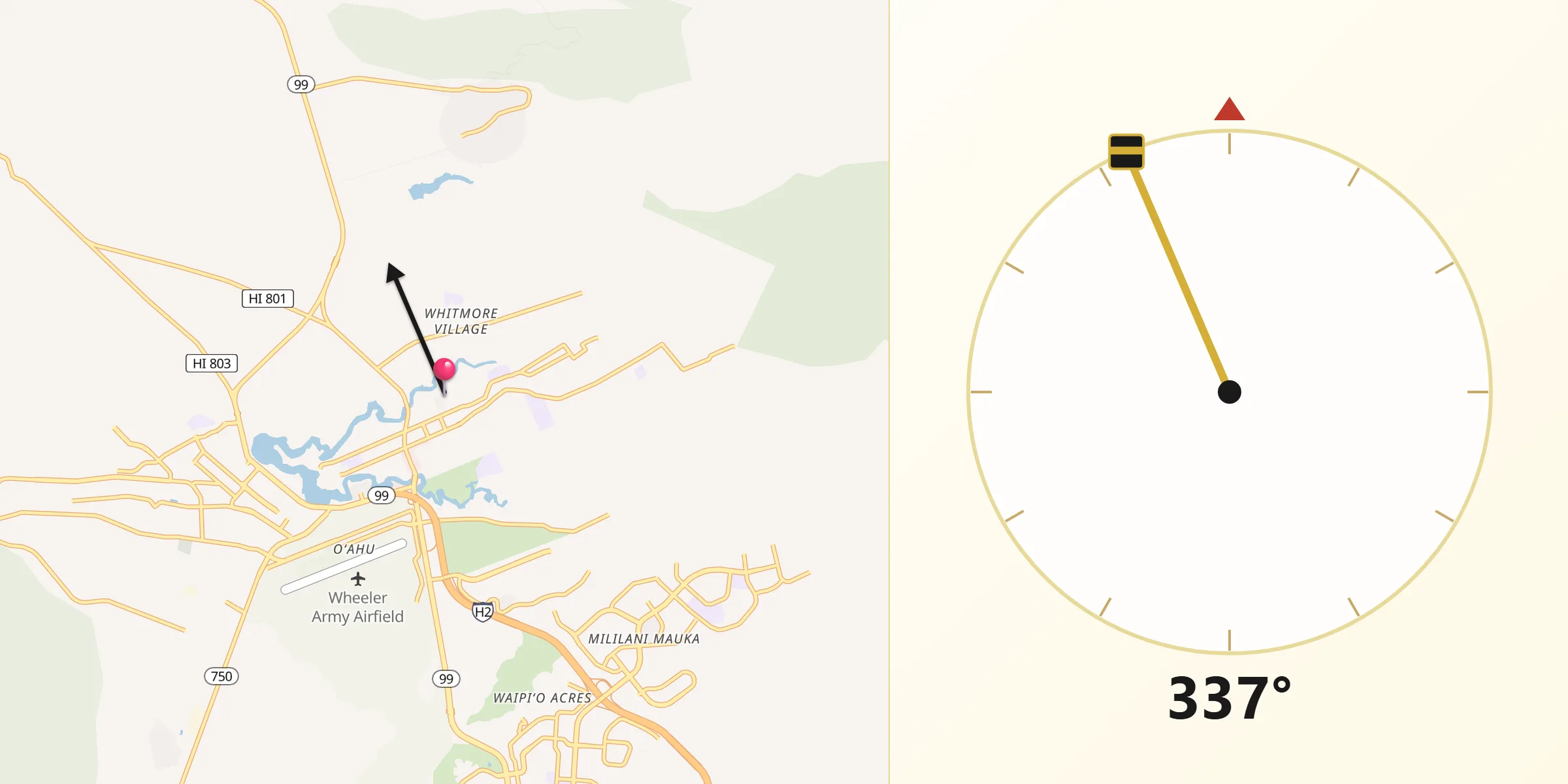 Qibla Direction from Wahiawa