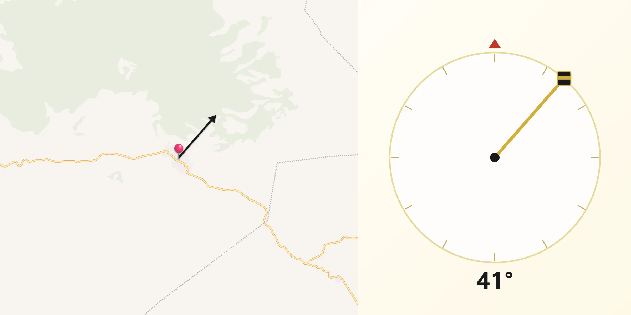 Dirección de la Qibla desde San Luis de Lozada