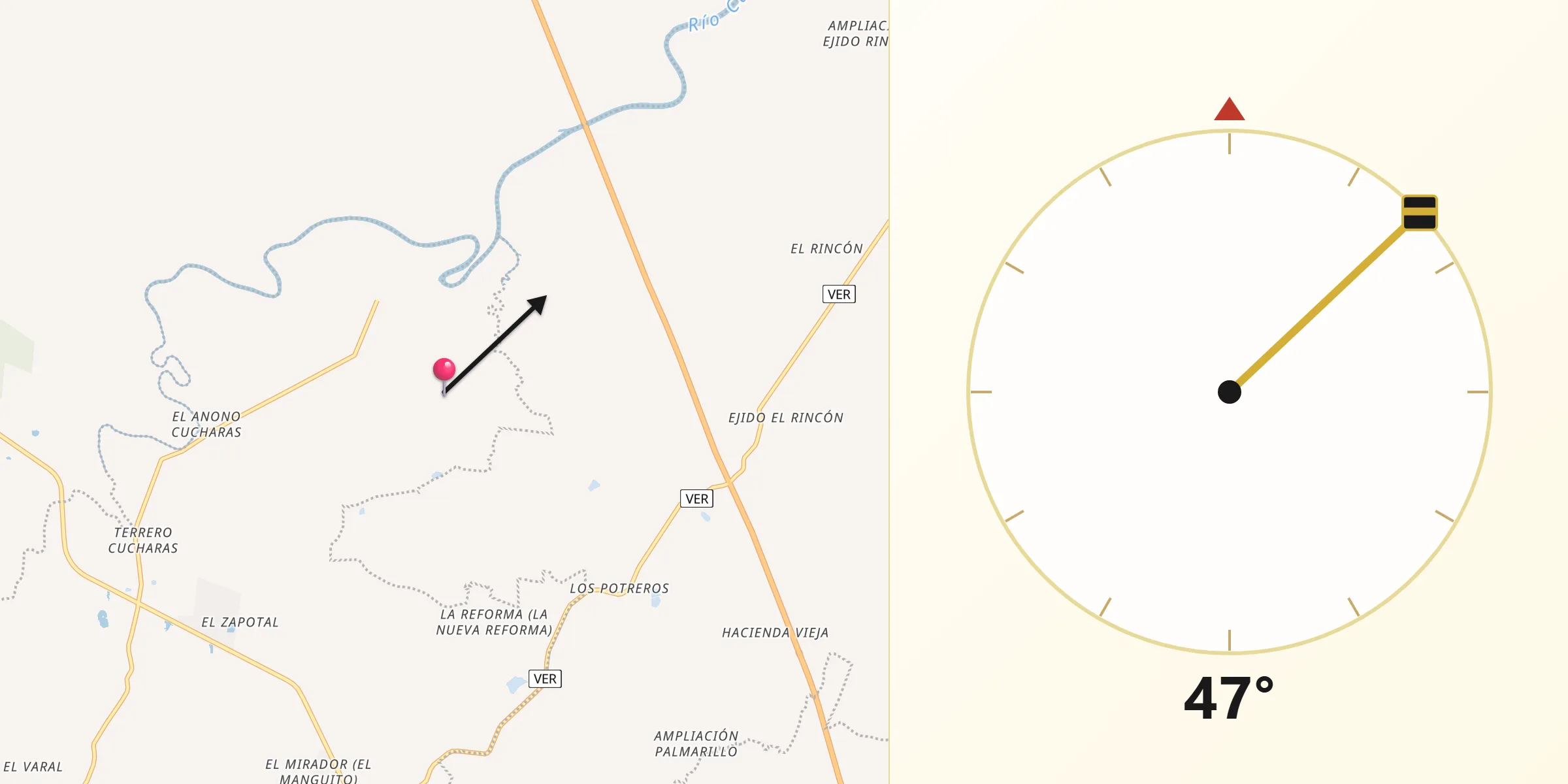 Dirección de la Qibla desde Los Altos