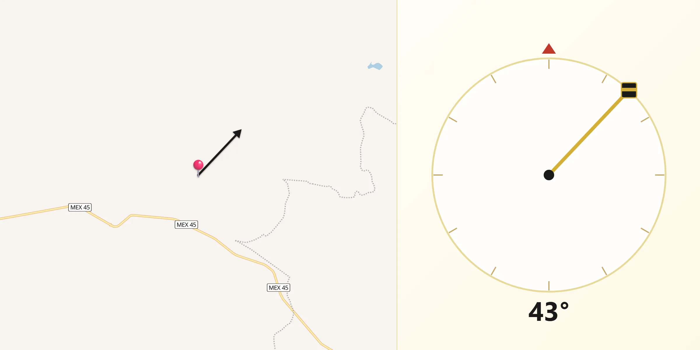 Dirección de la Qibla desde Caquixtle de Arriba