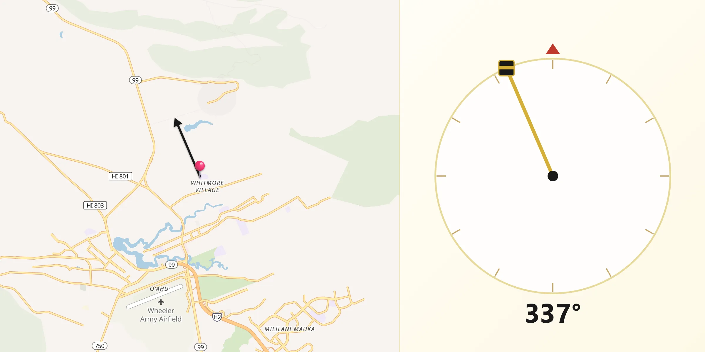 Qibla Direction from Whitmore Village