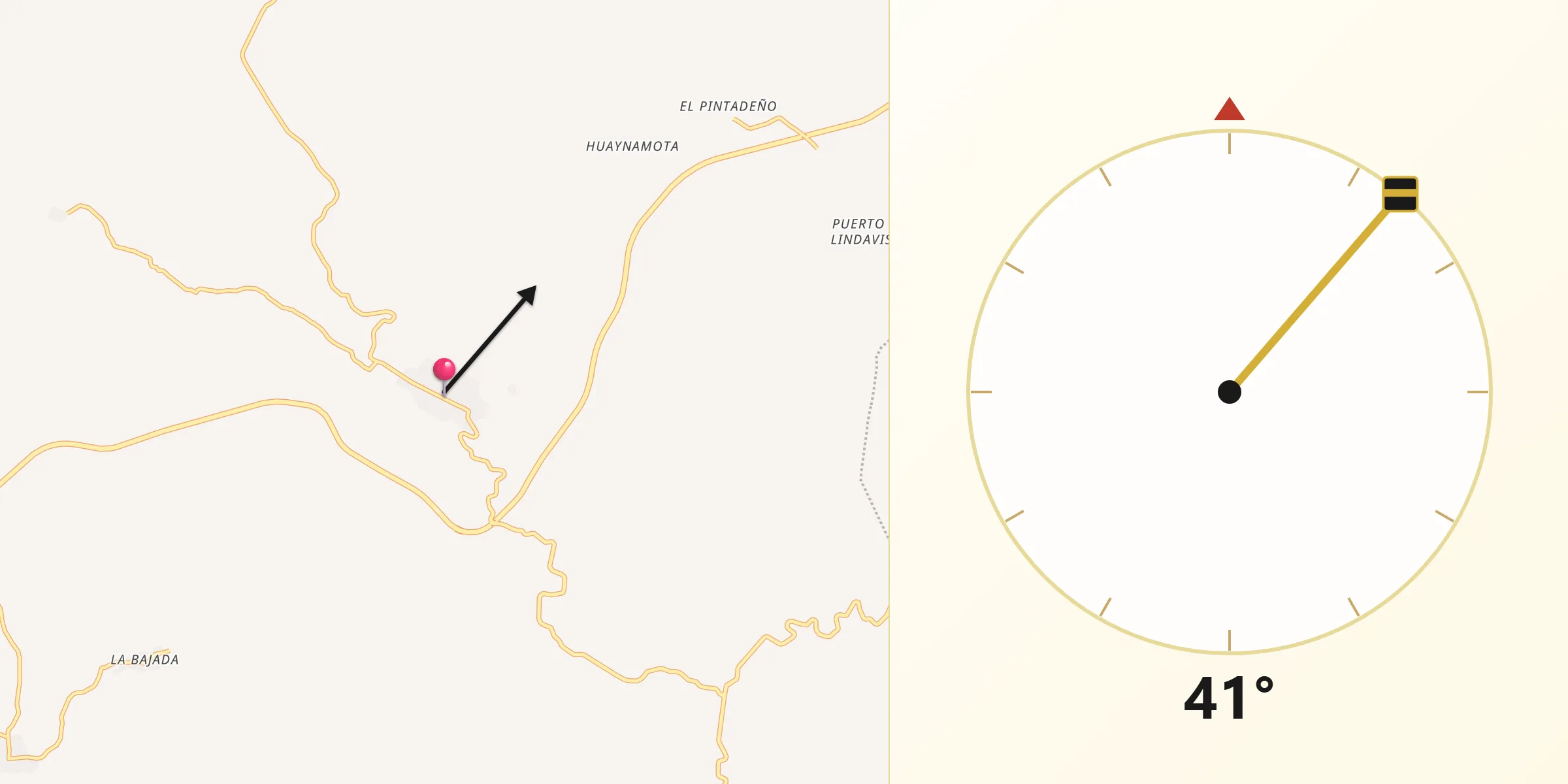 Dirección de la Qibla desde Mecatán