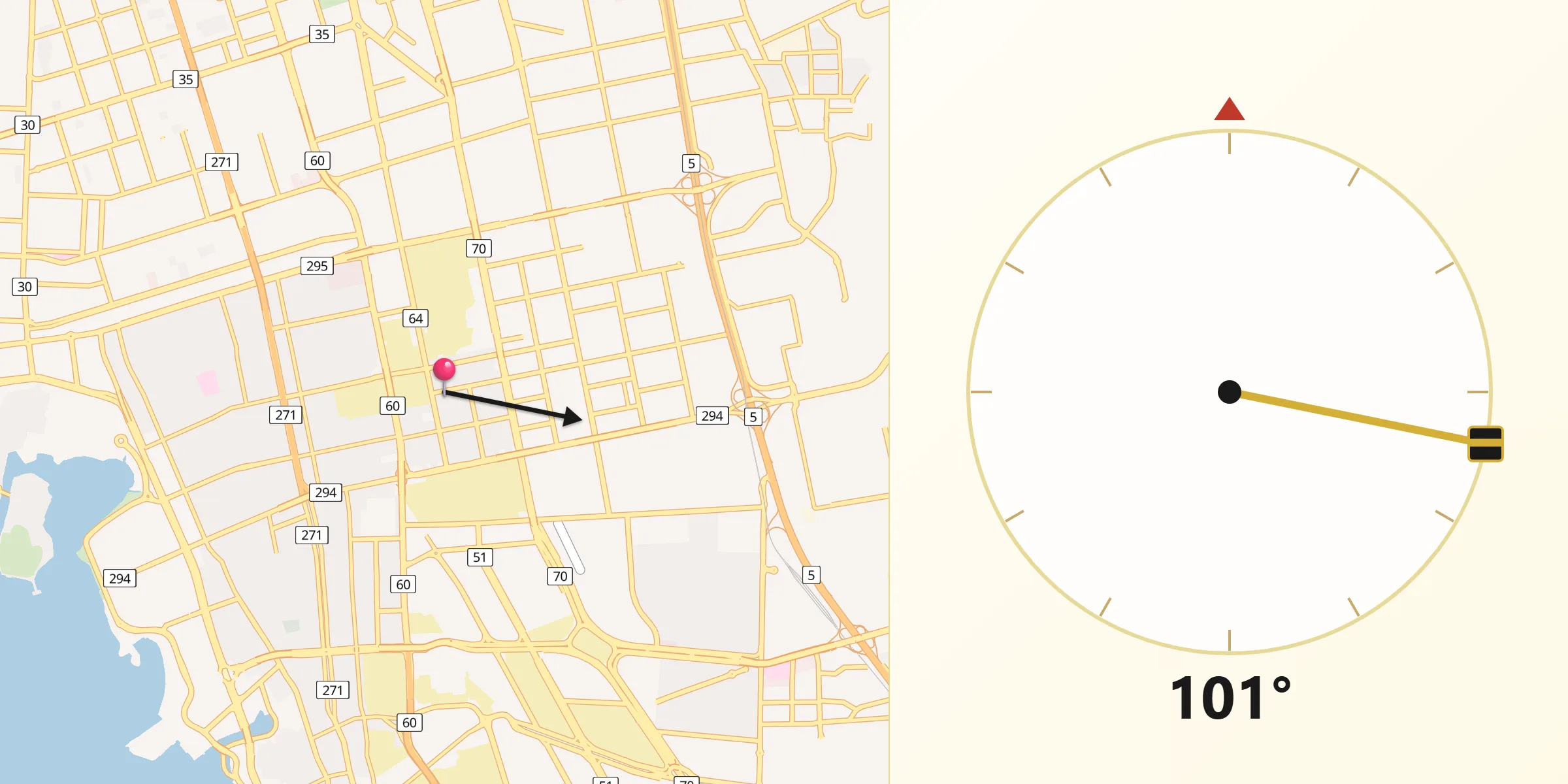 Direction vers la Qibla depuis Djeddah