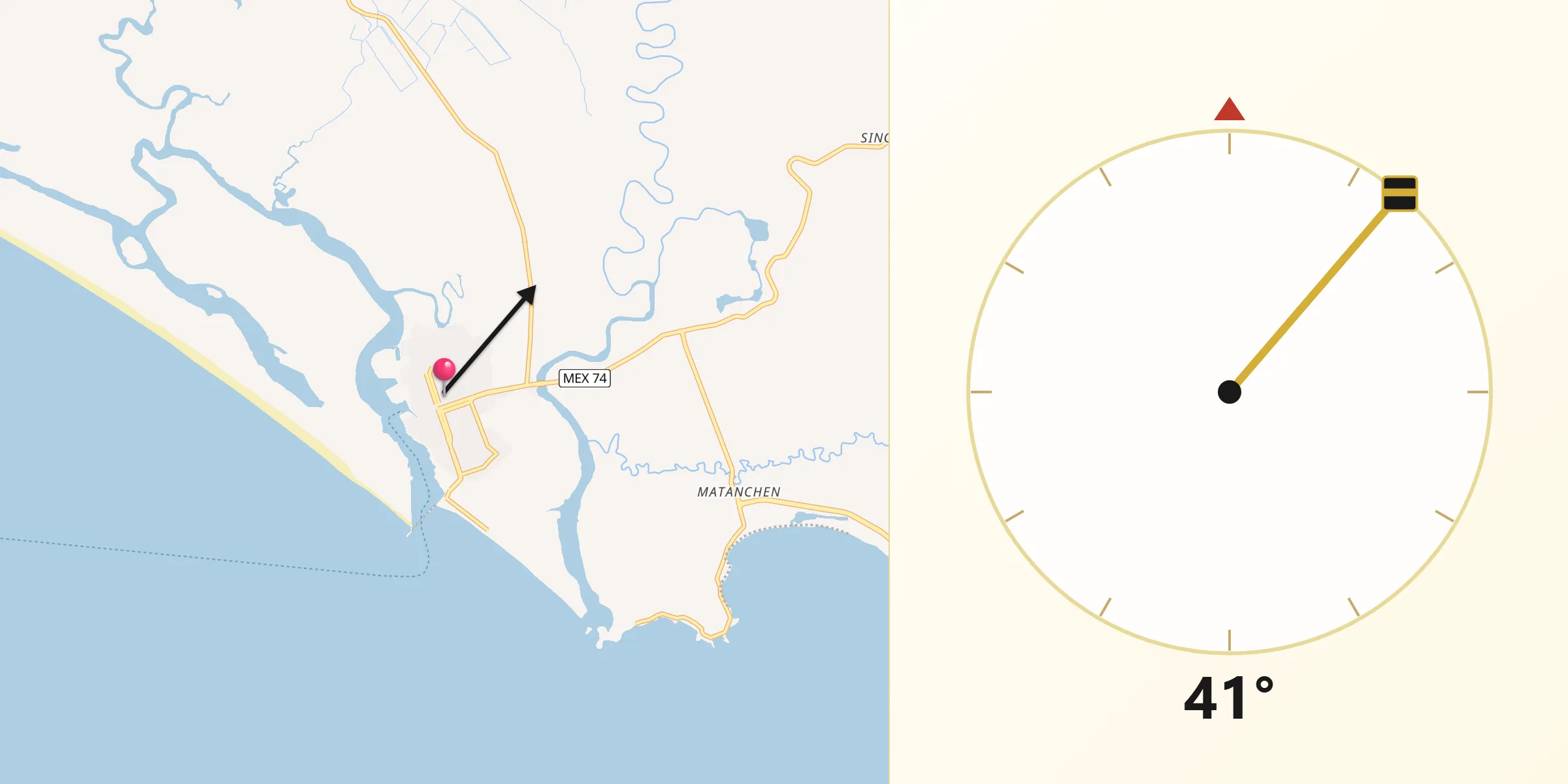 Dirección de la Qibla desde San Blas