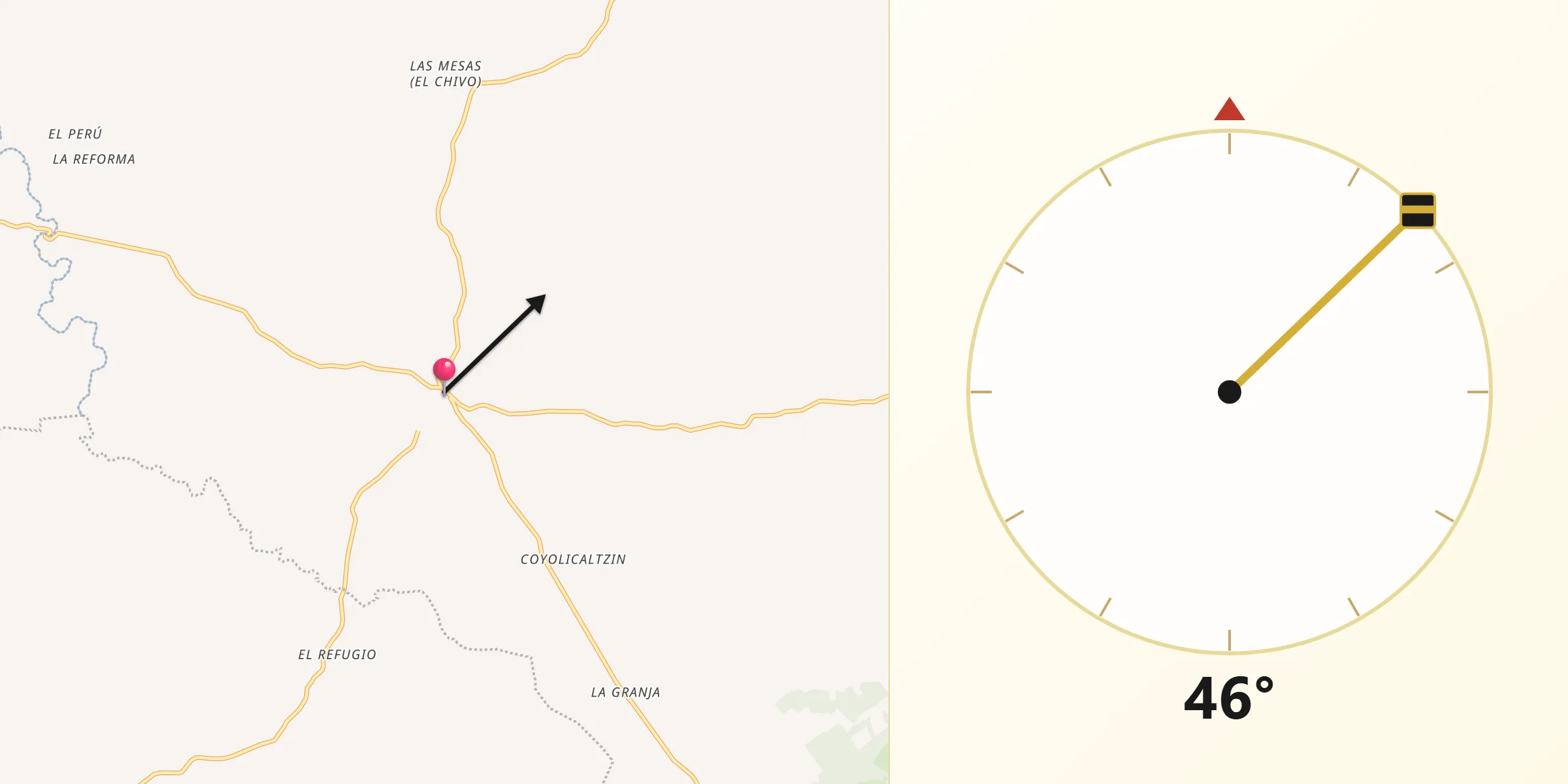 Dirección de la Qibla desde Corozal