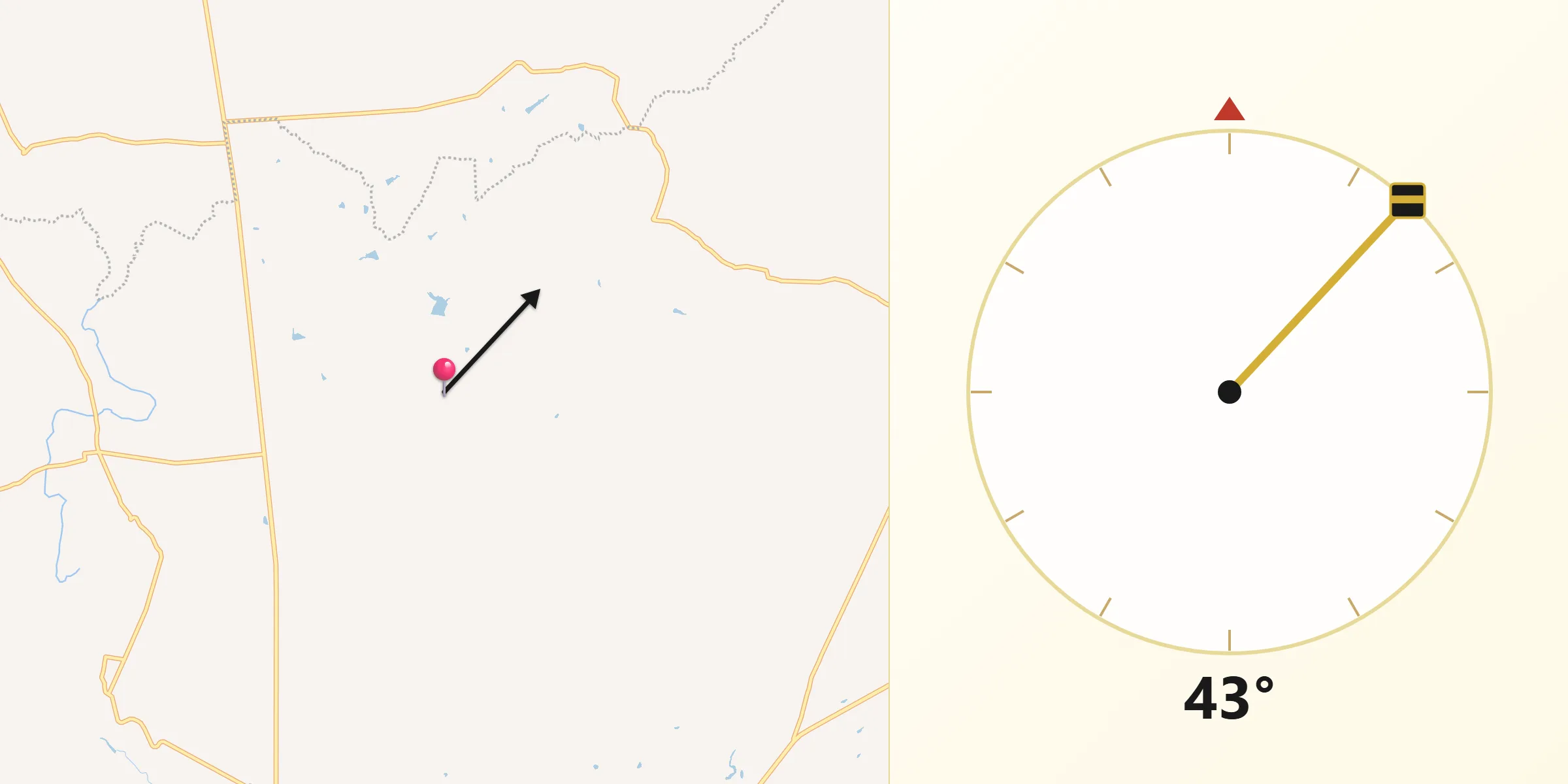 Dirección de la Qibla desde La Parrita