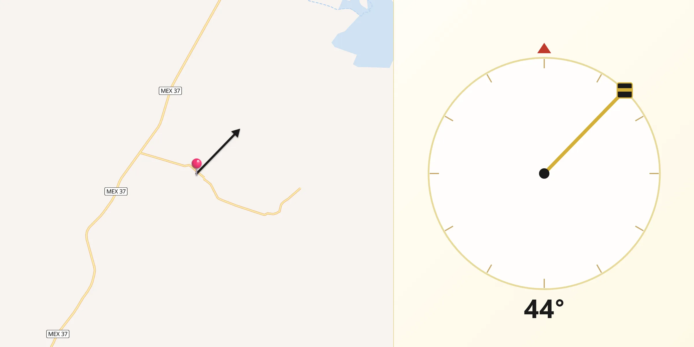 Dirección de la Qibla desde Santa Rosa