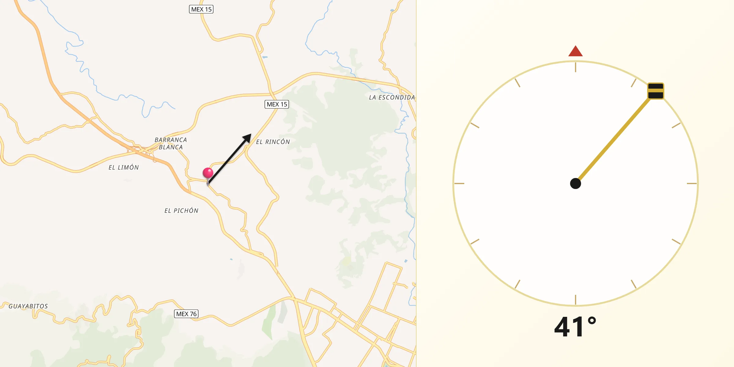 Dirección de la Qibla desde La Fortuna