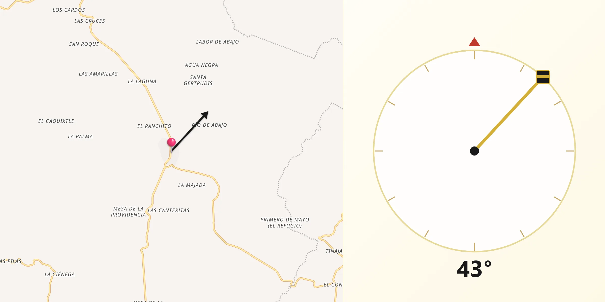 Dirección de la Qibla desde Tlachichila