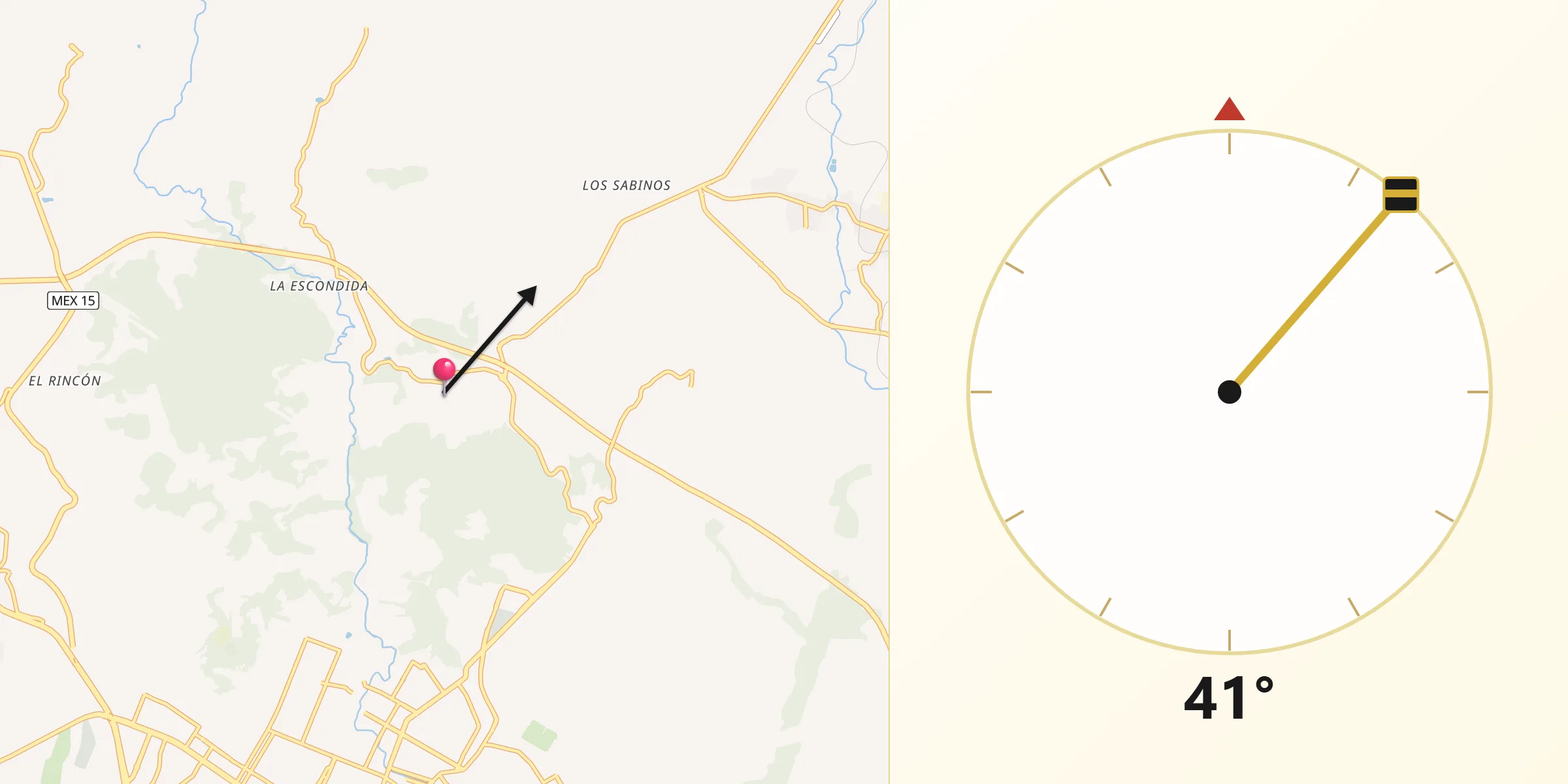Dirección de la Qibla desde Bellavista