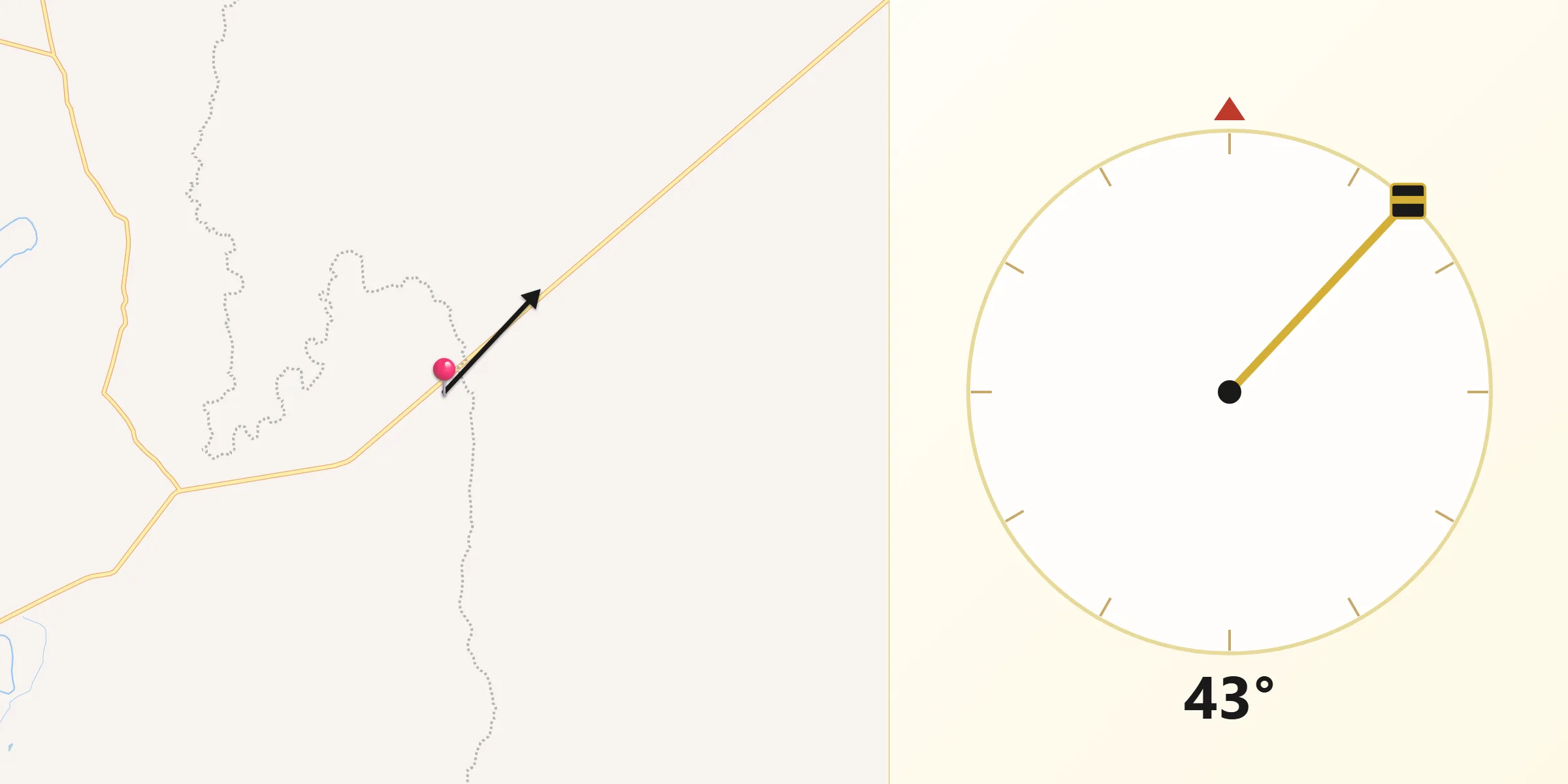 Dirección de la Qibla desde Corral Blanco