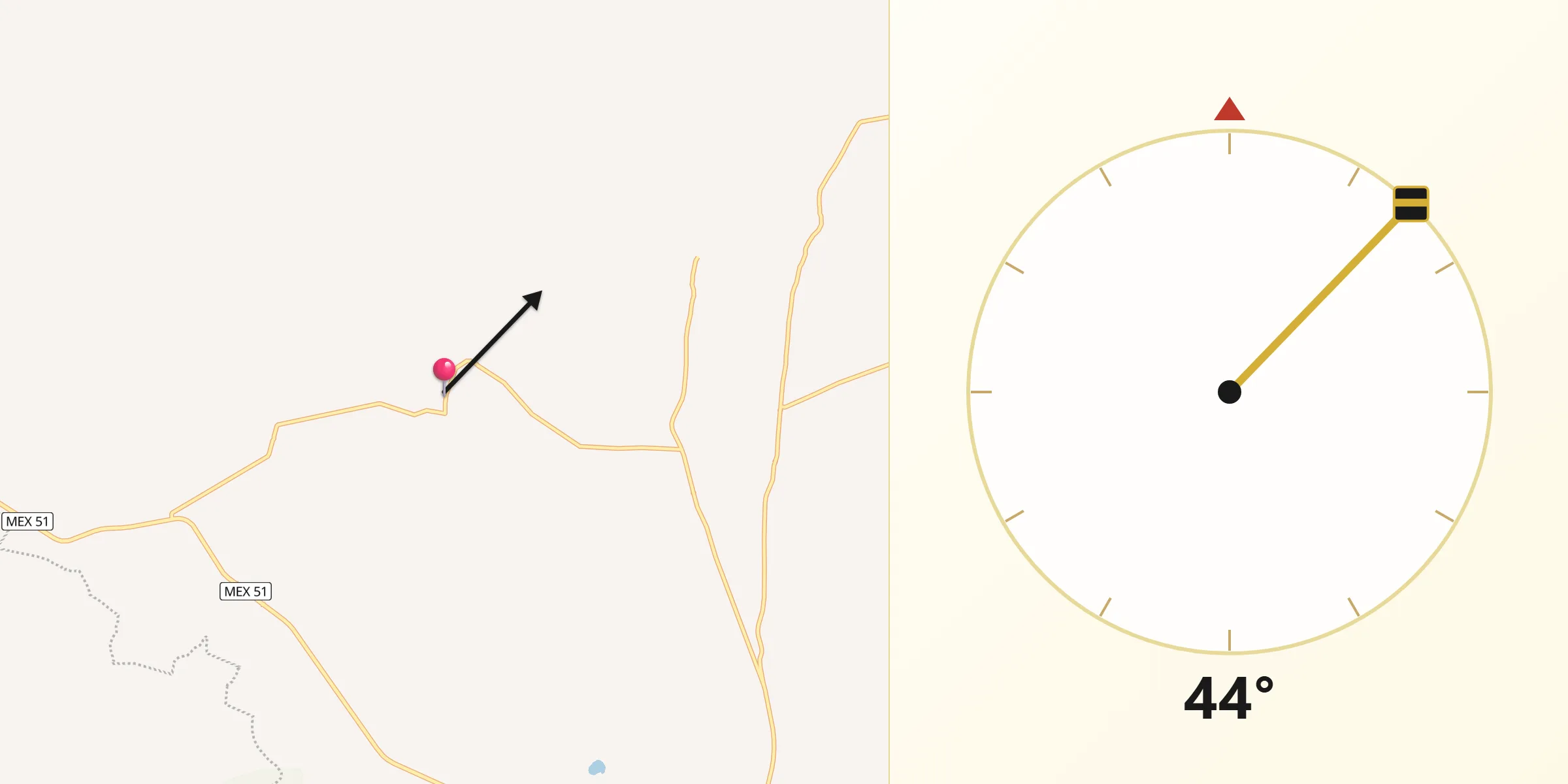 Dirección de la Qibla desde Molino de San José