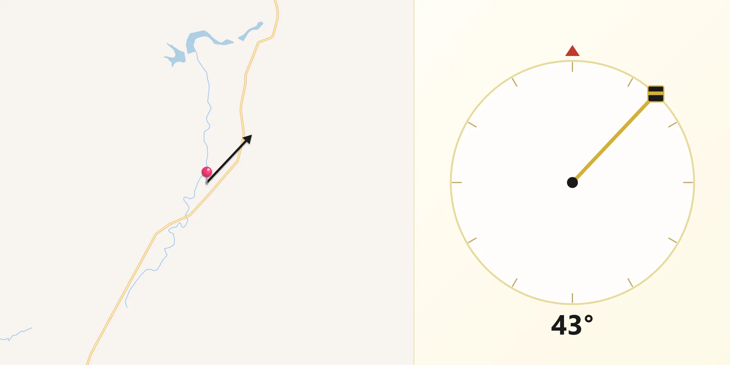 Dirección de la Qibla desde Los Sauces