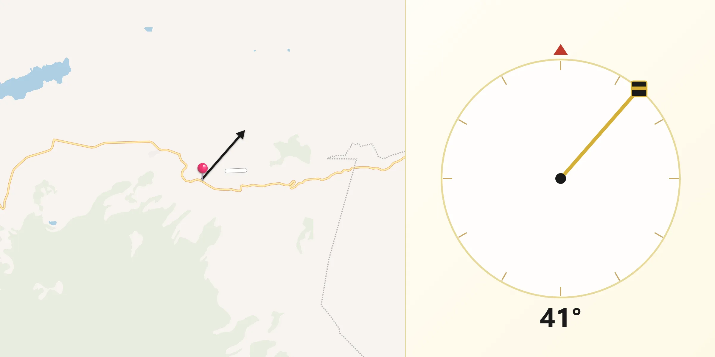 Dirección de la Qibla desde Santiago de Pochotitán