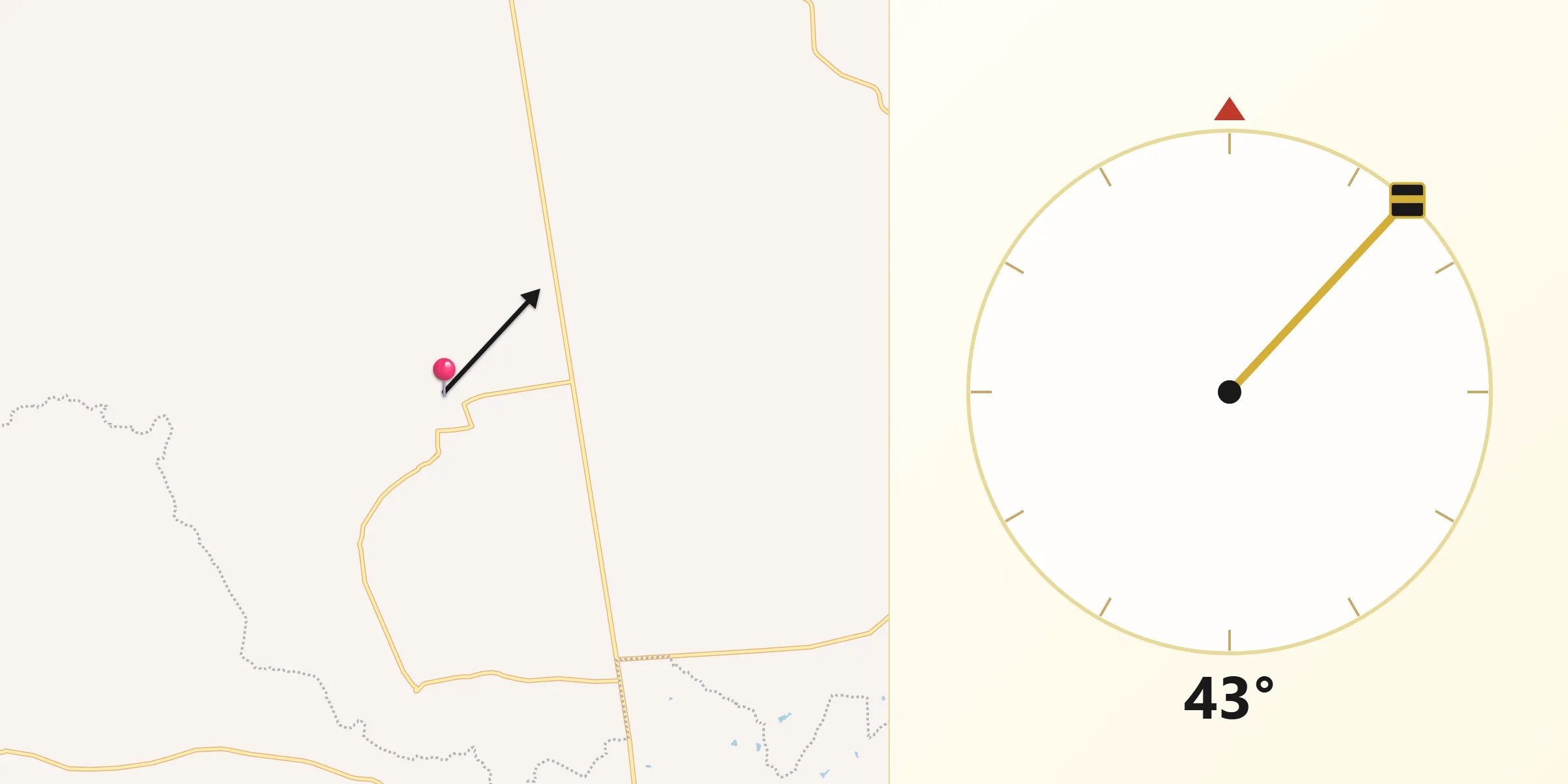 Dirección de la Qibla desde Tepusco