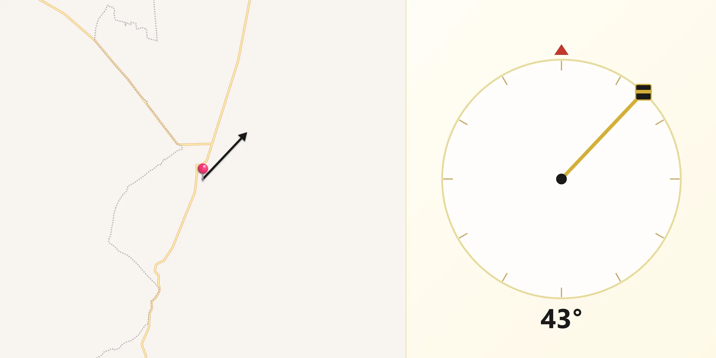 Dirección de la Qibla desde El Puesto