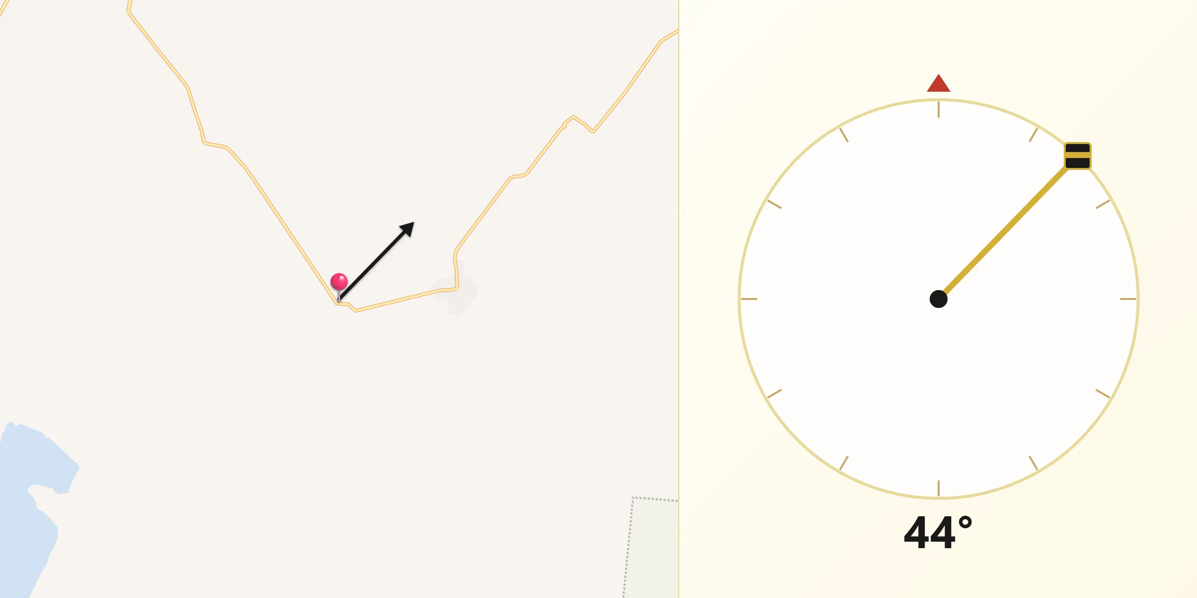 Dirección de la Qibla desde El Carretón