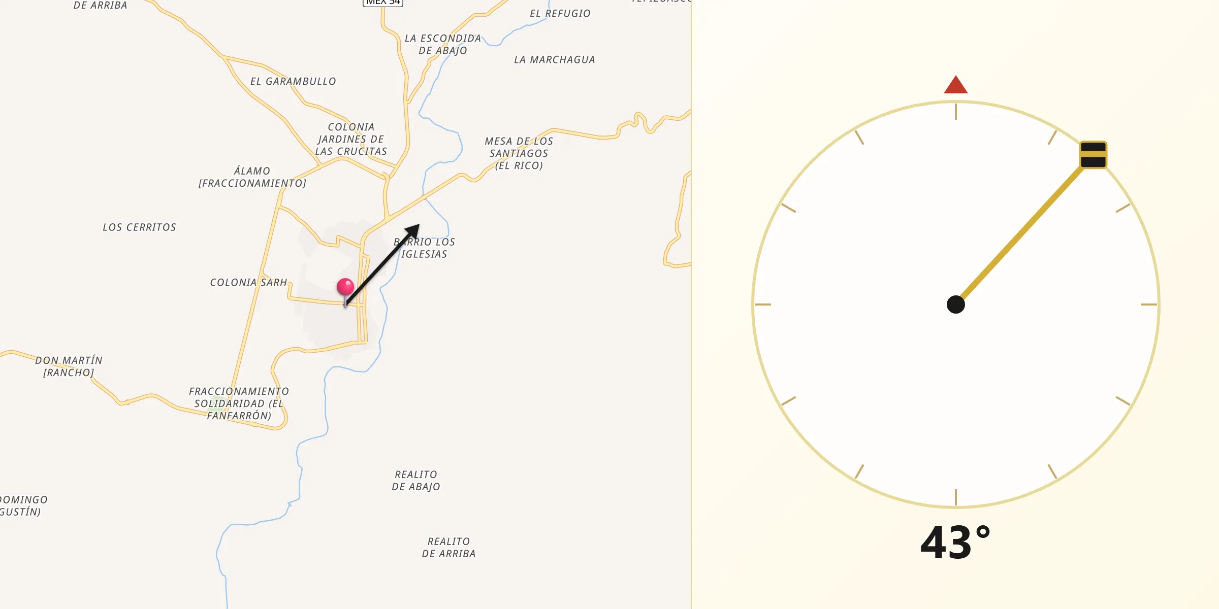 Dirección de la Qibla desde Jalpa