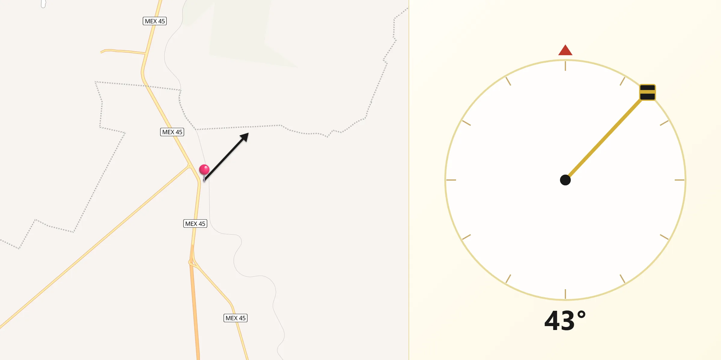 Dirección de la Qibla desde El Jaralillo