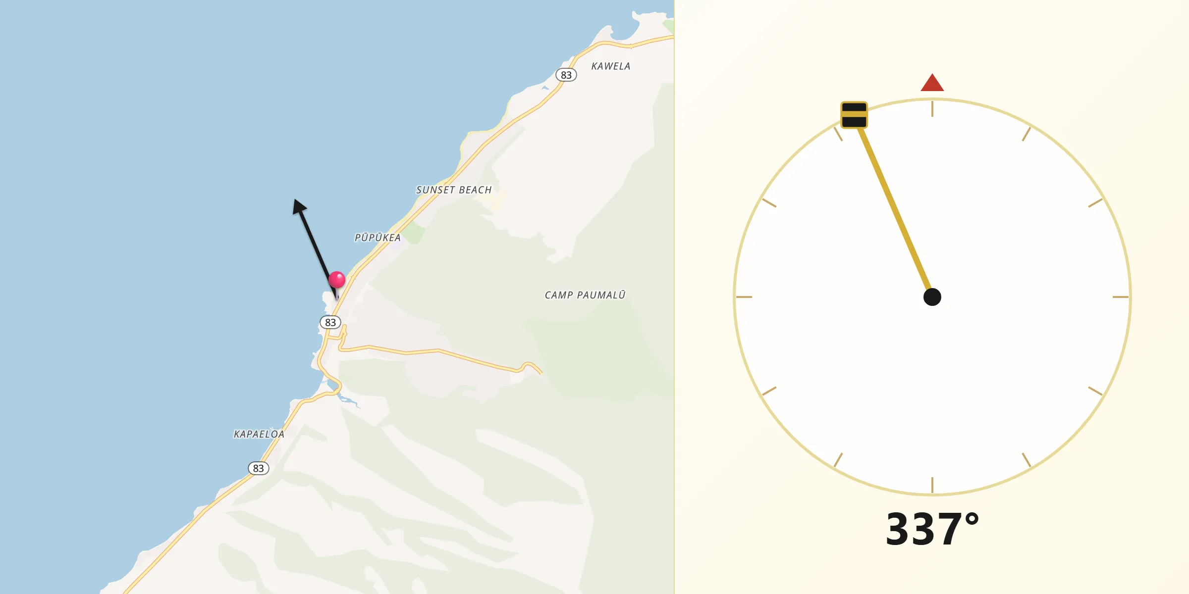 Qibla Direction from Pupukea