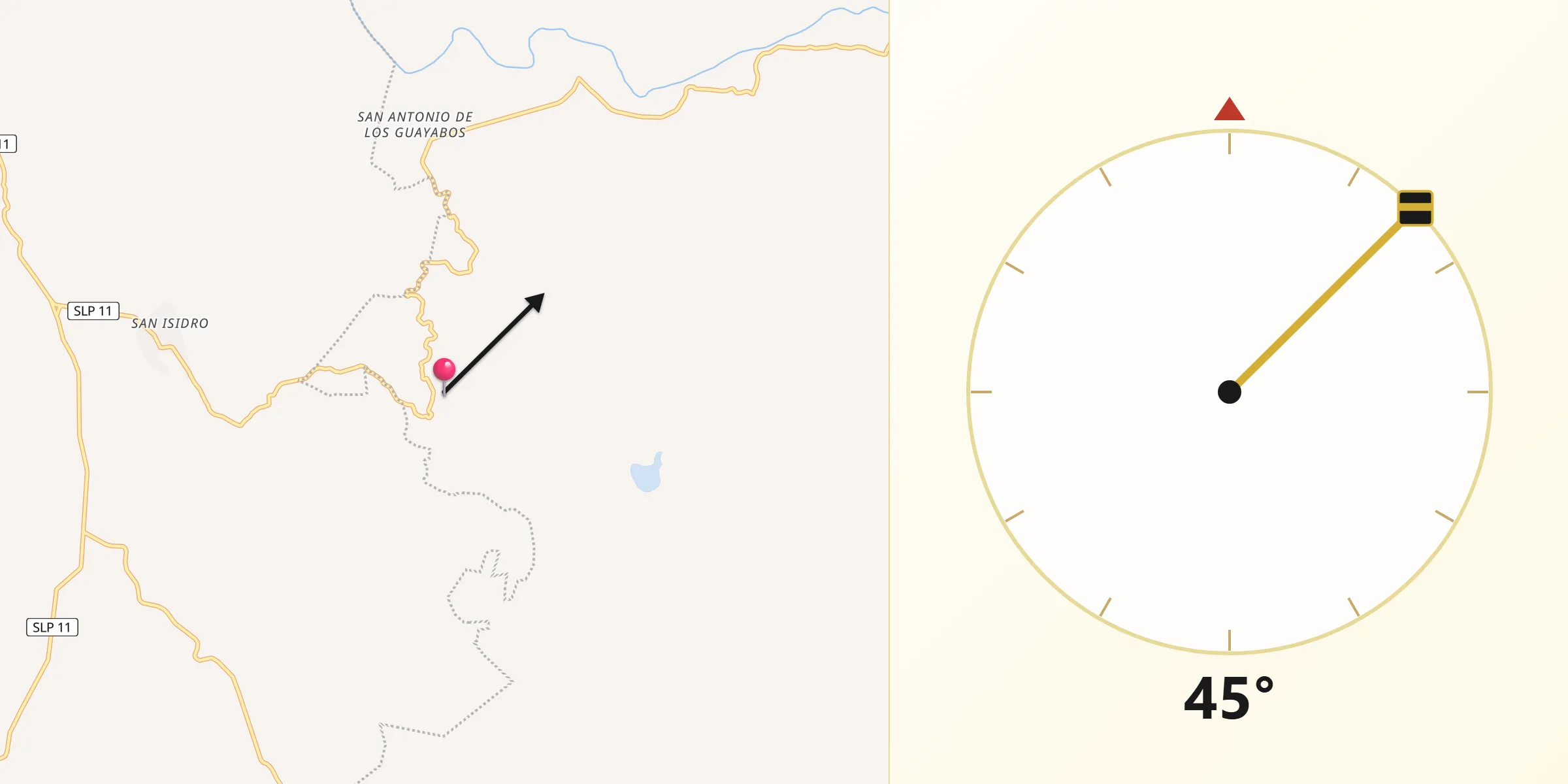 Dirección de la Qibla desde Ciudad Santa Catarina