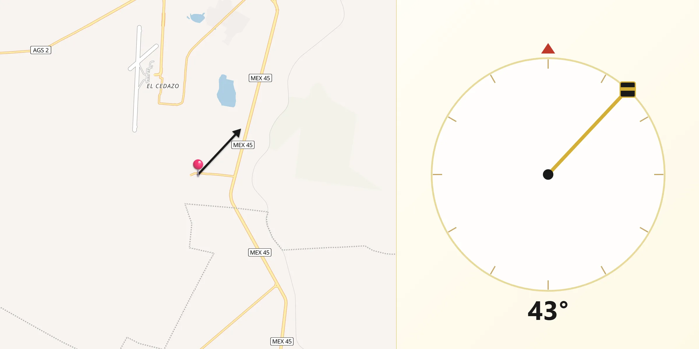 Dirección de la Qibla desde San Antonio de Peñuelas