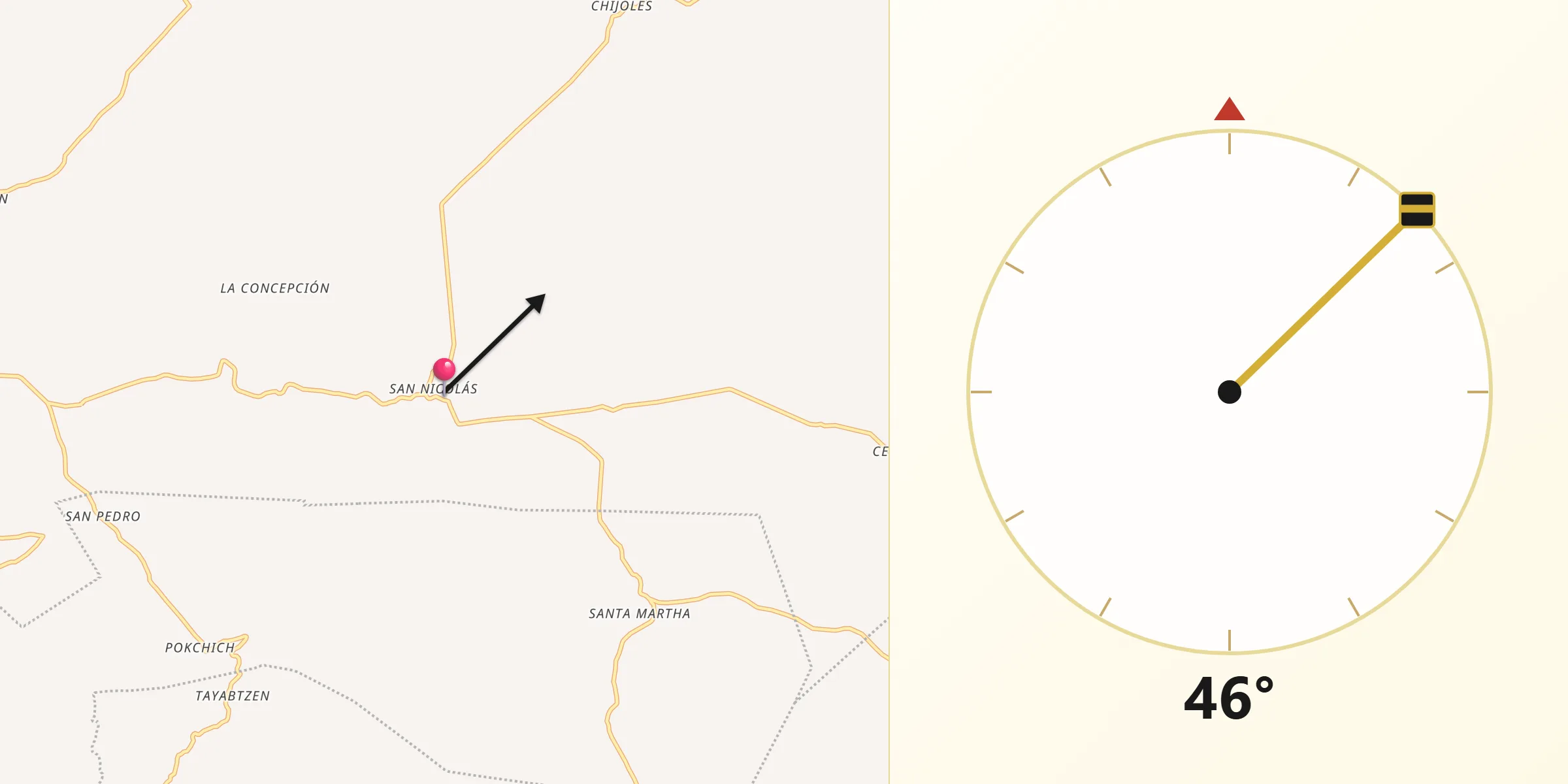 Dirección de la Qibla desde San Nicolás
