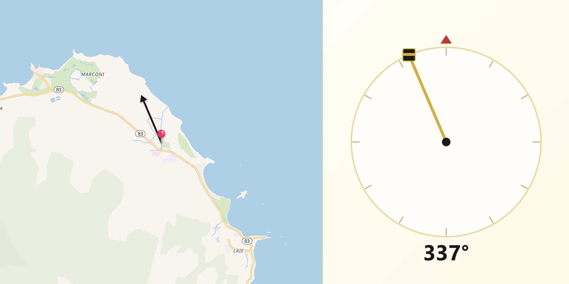 Qibla Direction from Kahuku