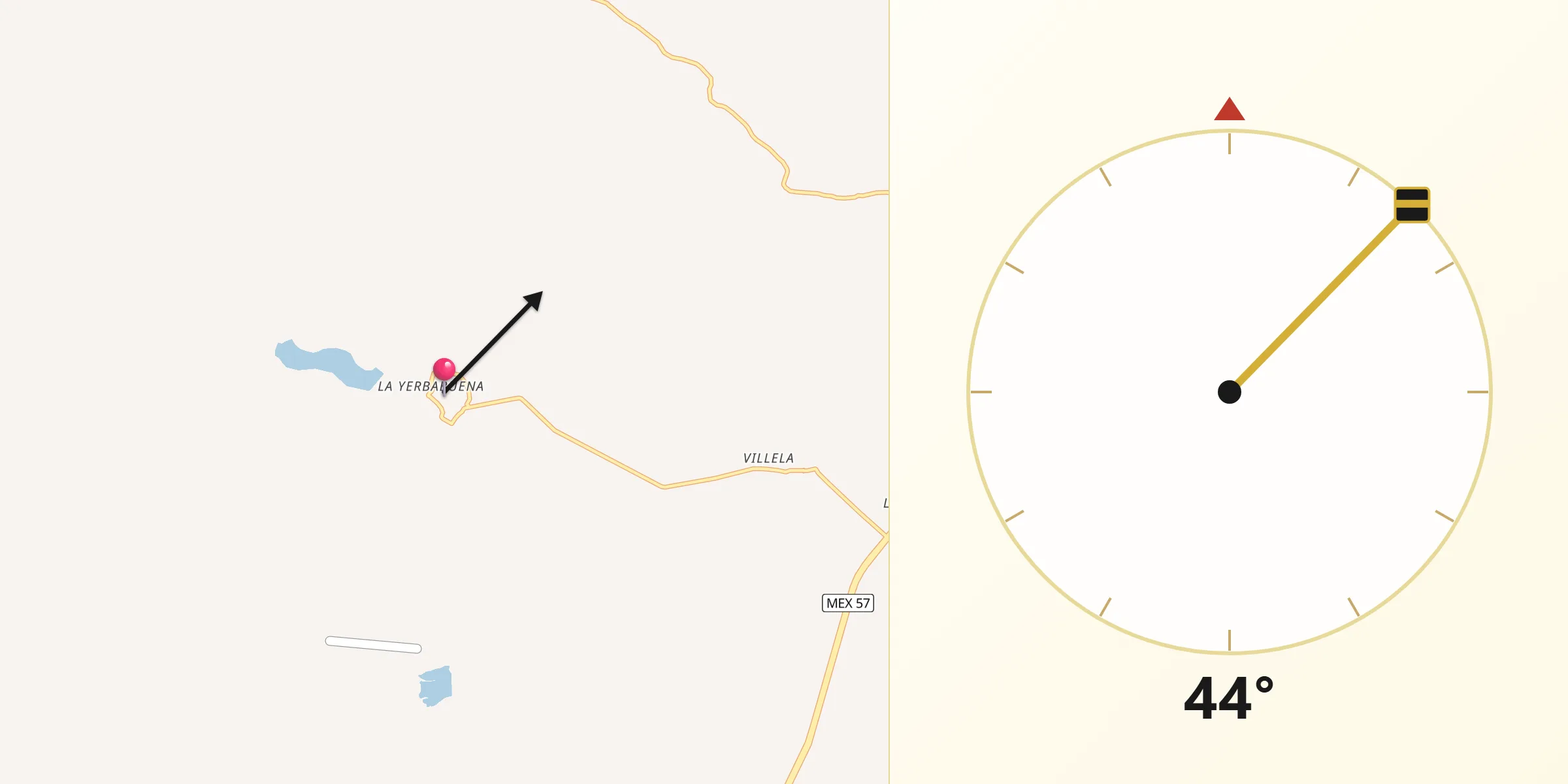 Dirección de la Qibla desde Yerbabuena