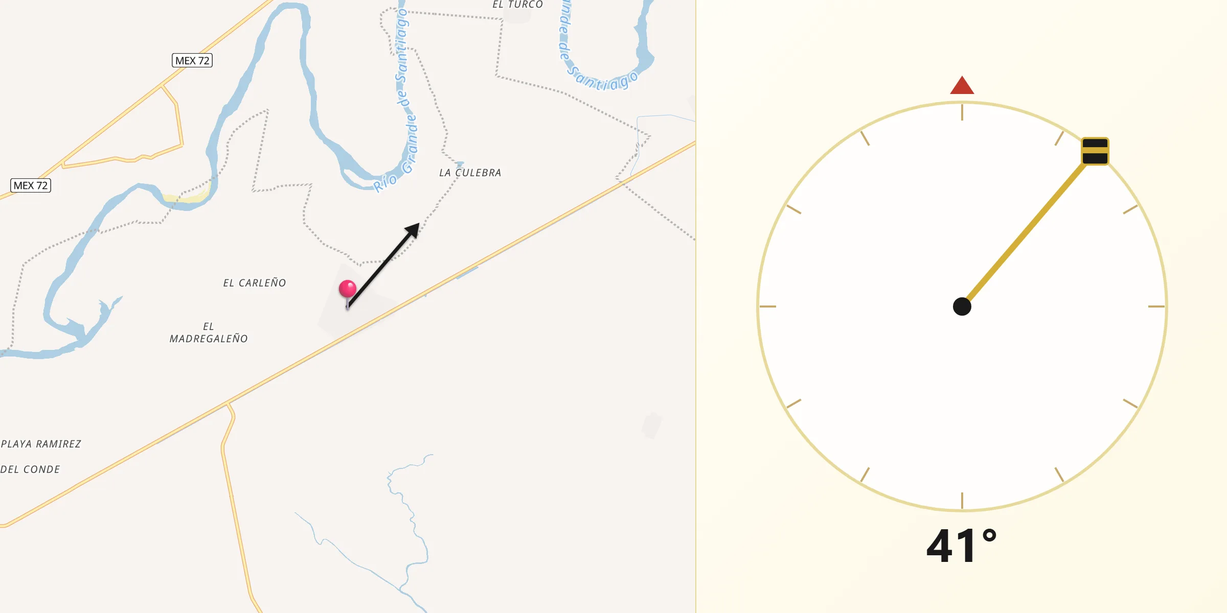 Dirección de la Qibla desde Aután