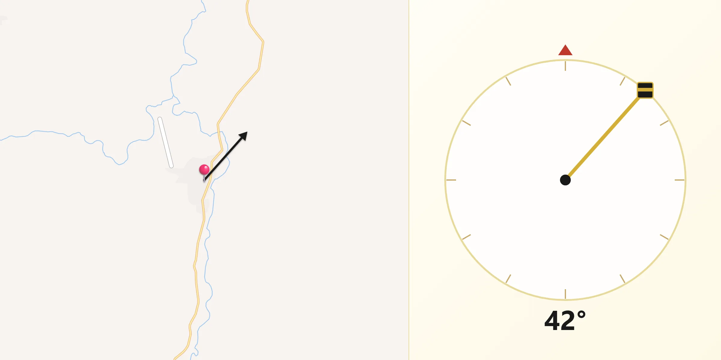 Dirección de la Qibla desde Puente de Camotlán