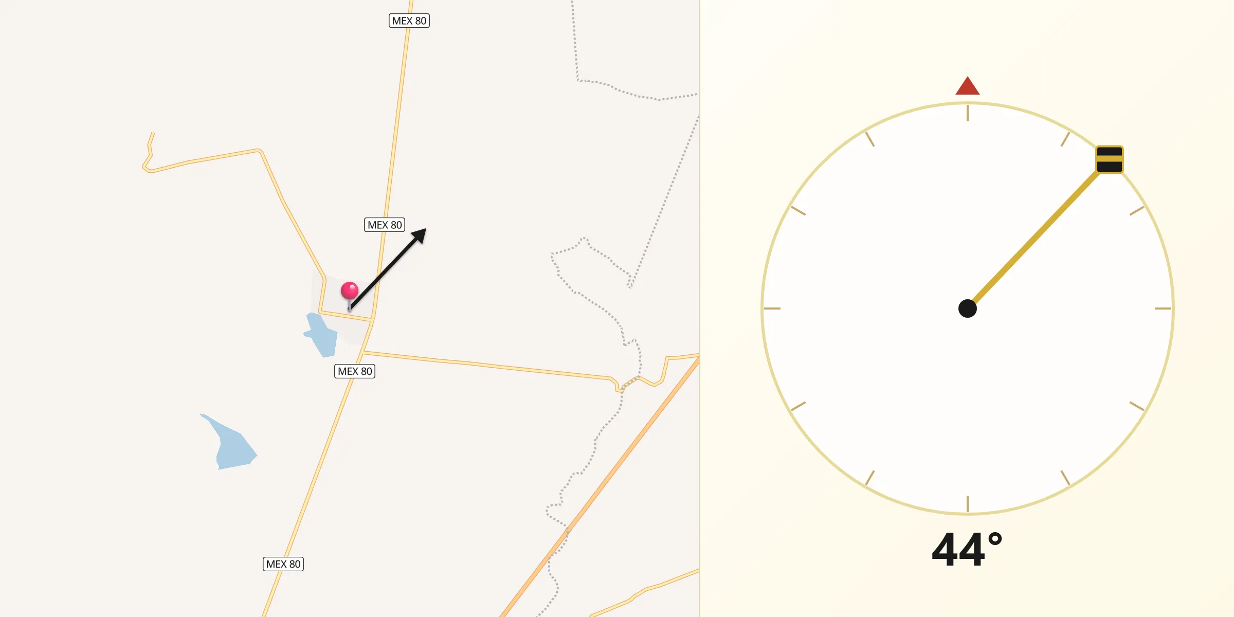 Dirección de la Qibla desde Ciudad Guadalupe Victoria