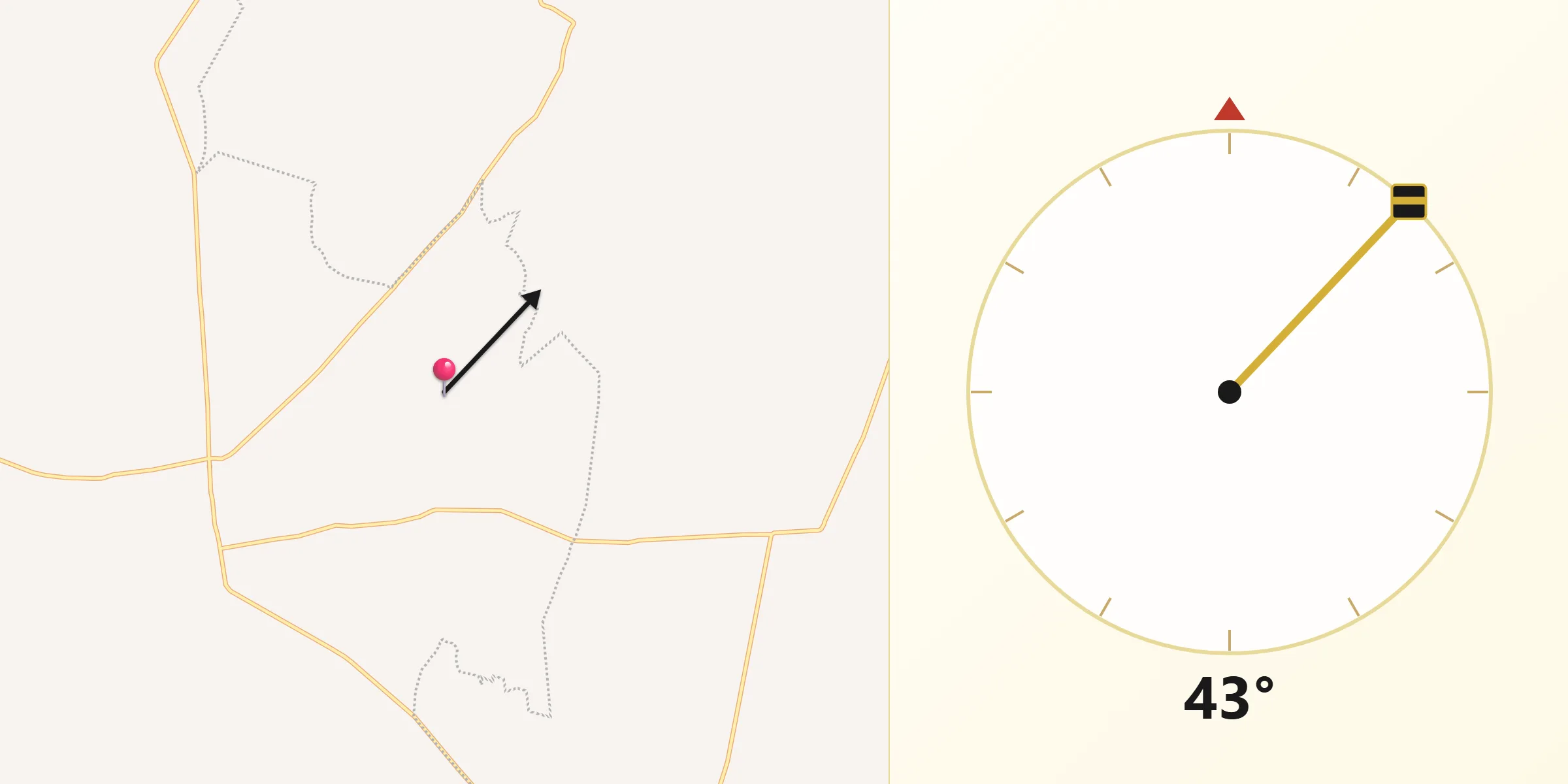 Dirección de la Qibla desde El Carmen