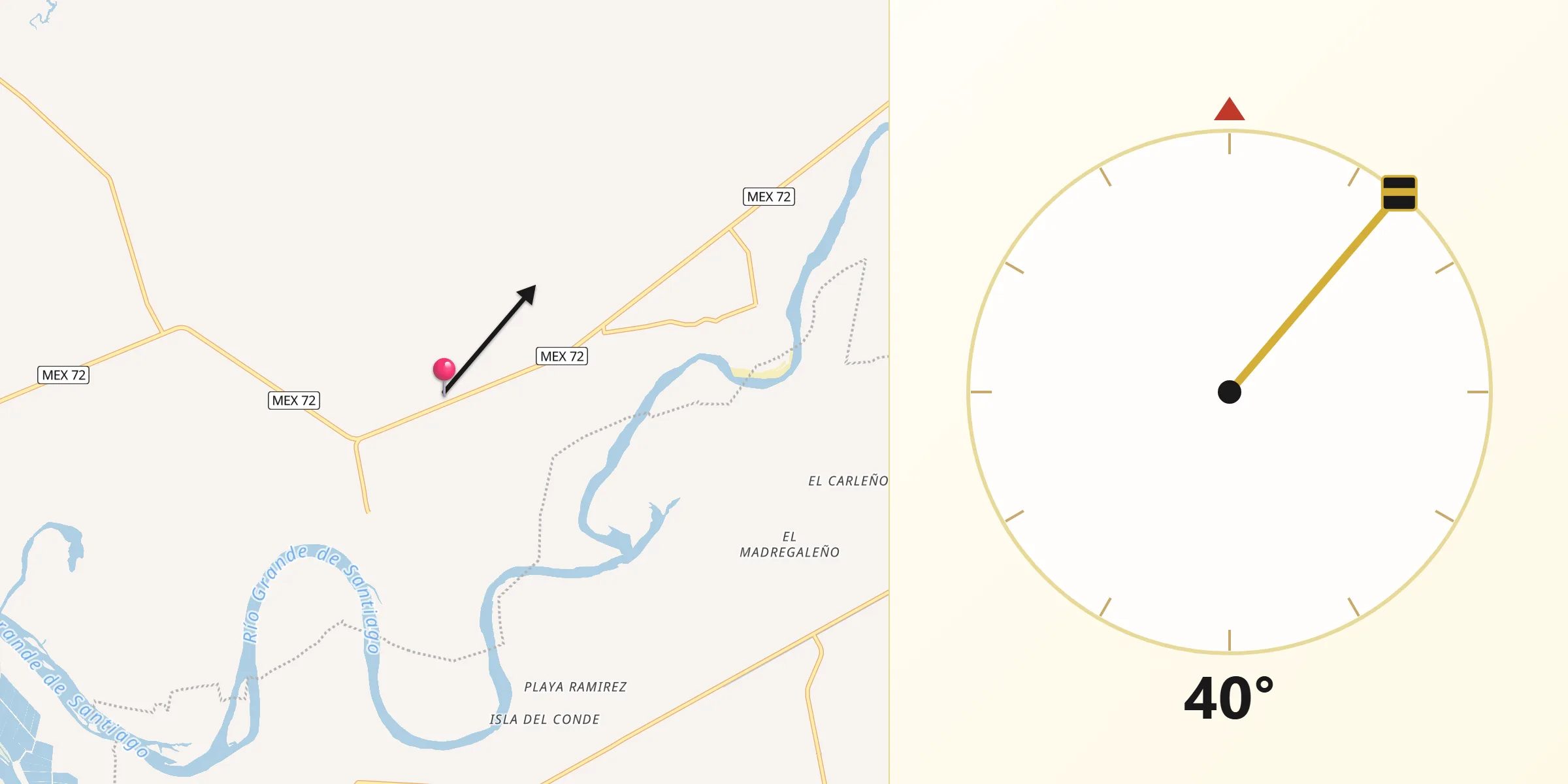 Dirección de la Qibla desde Los Otates