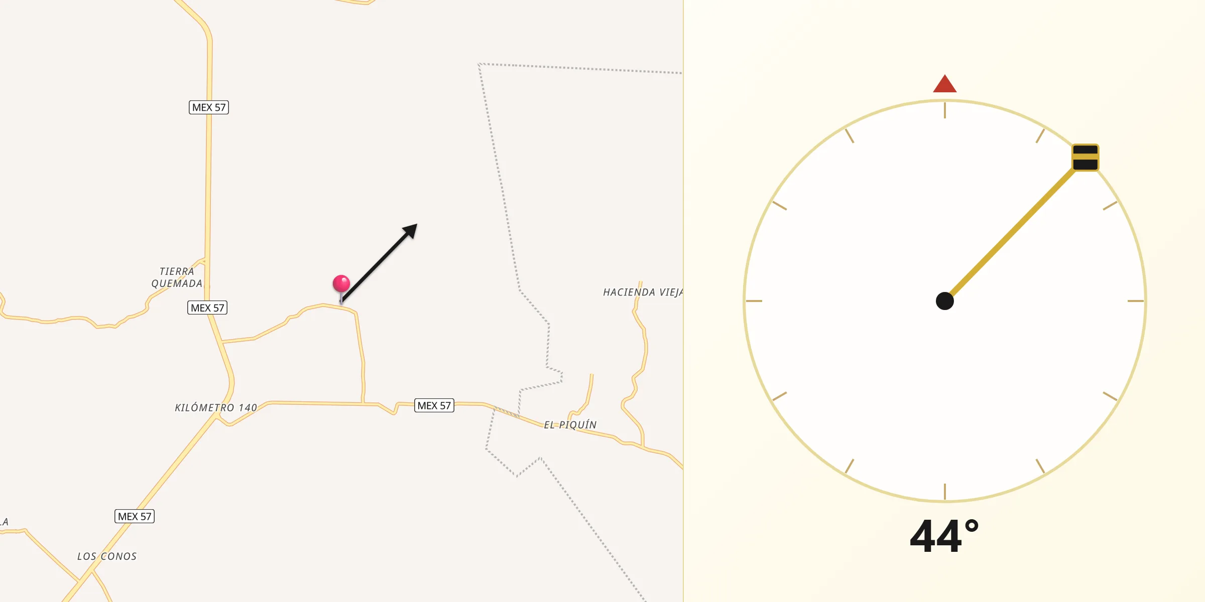 Dirección de la Qibla desde El Fuerte